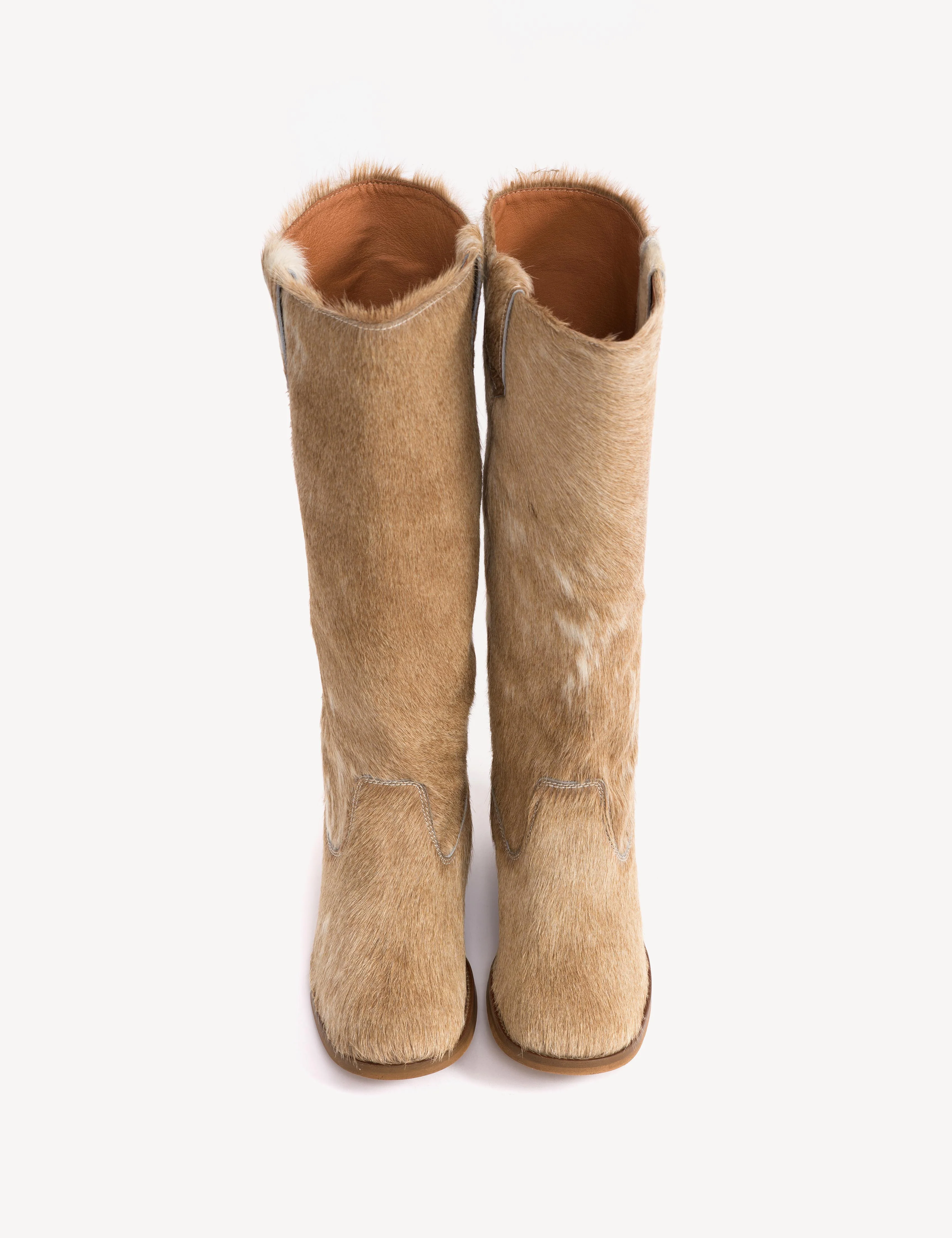 Ann Gaucho Boot In Beige Shades Cow Fur - Image 4