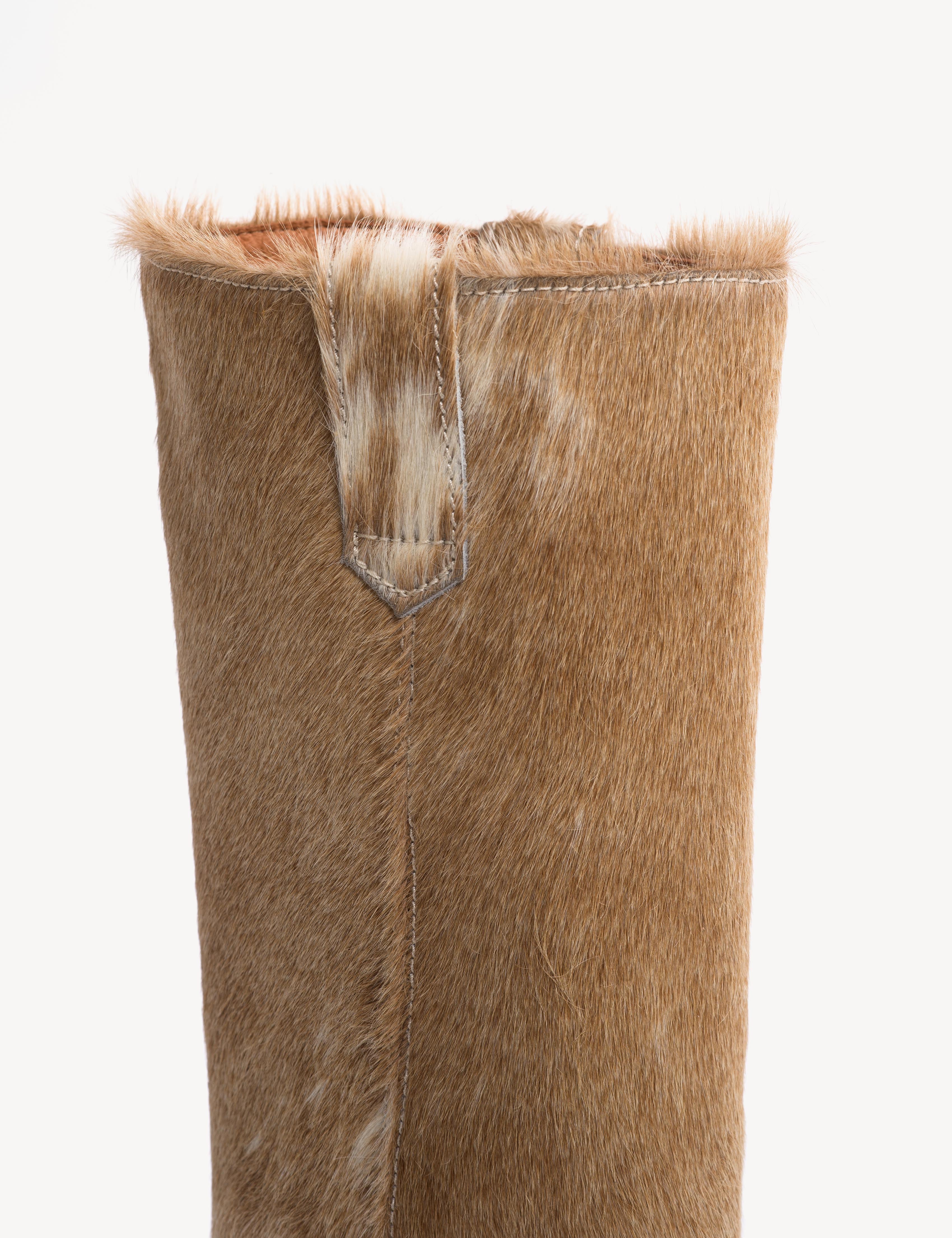 Ann Gaucho Boot In Beige Shades Cow Fur - Image 7