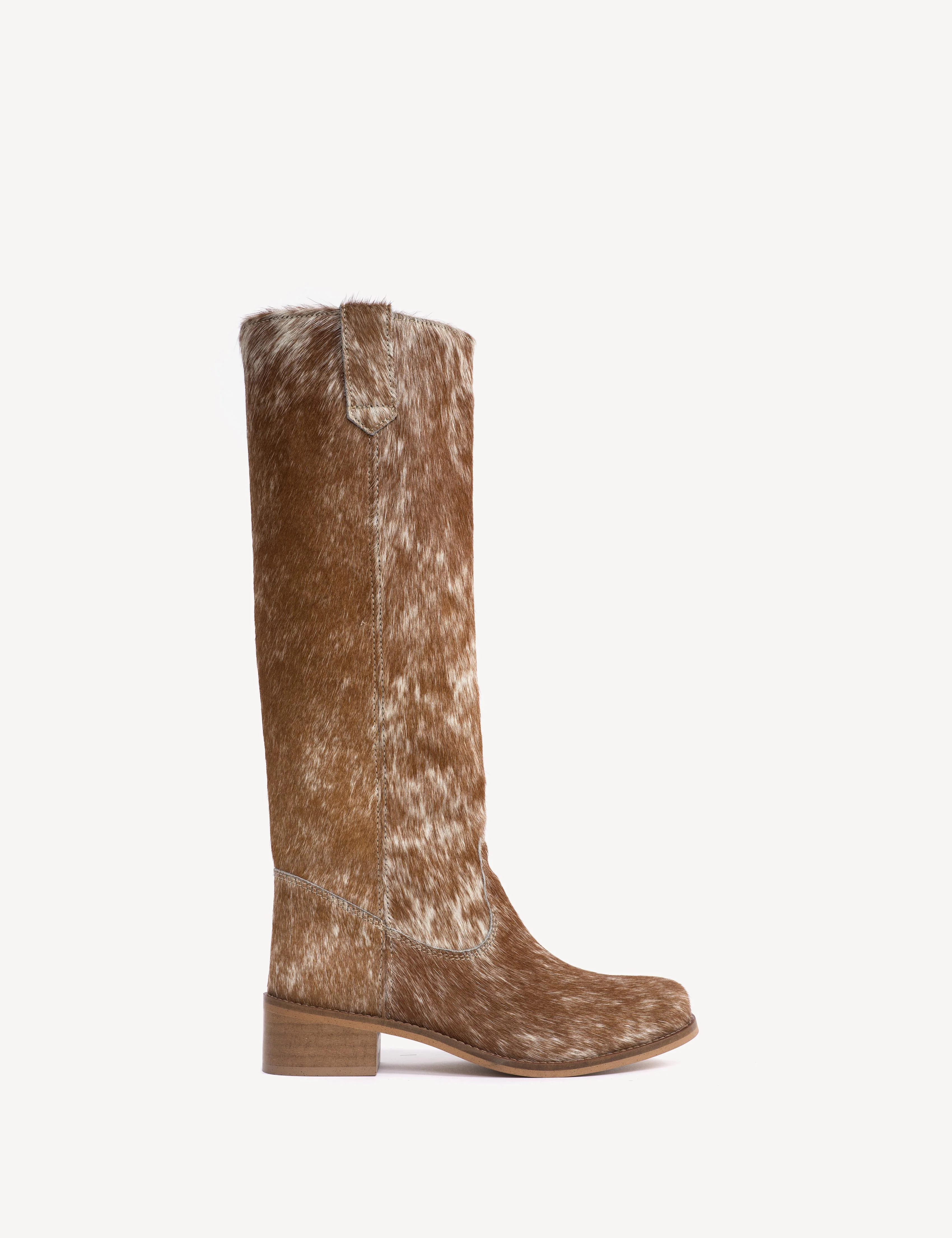 Ann Gaucho Boot In Brown Shades Cow Fur - Image 5