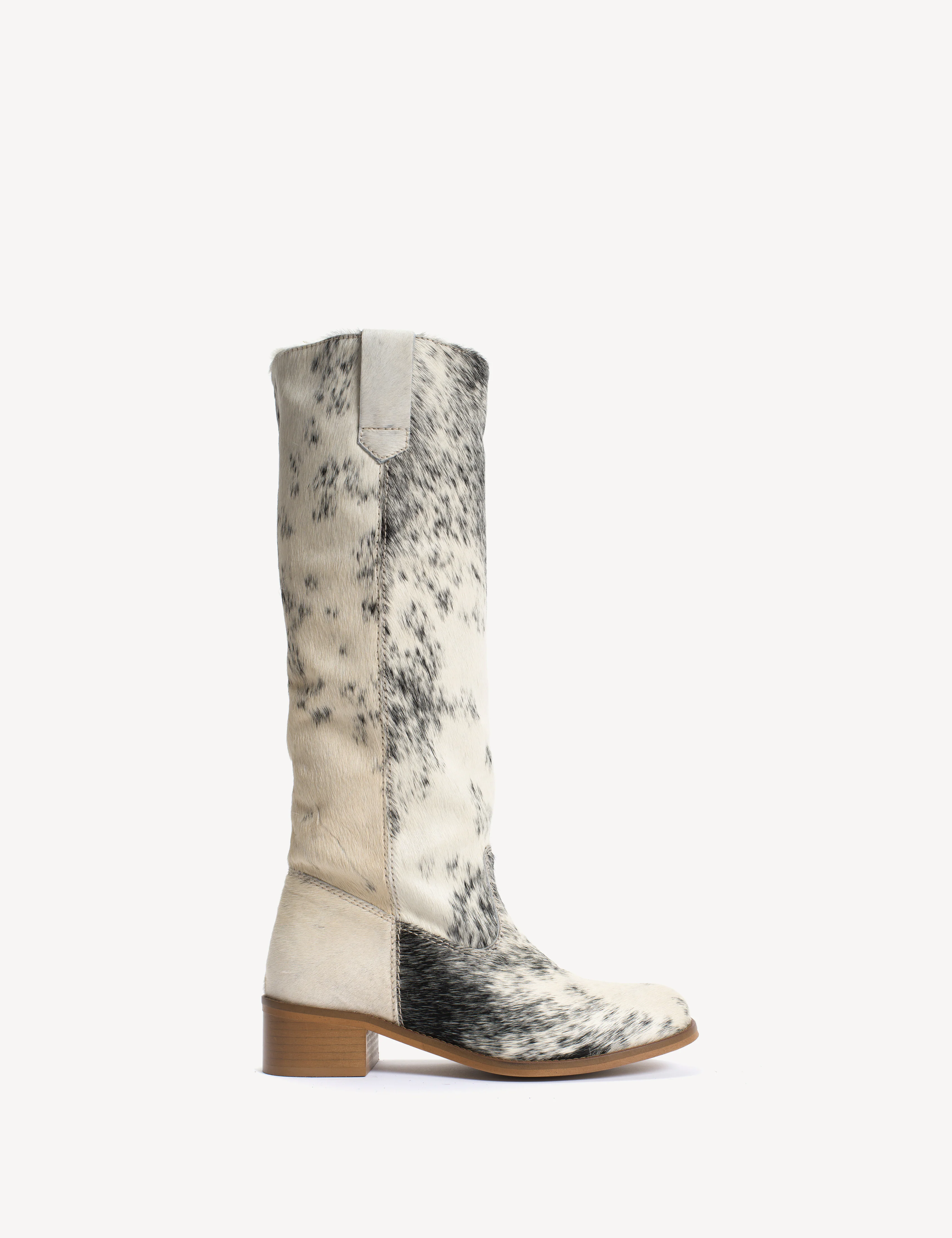 Ann Gaucho Boot In Black & White Shades Cow Fur - Image 10