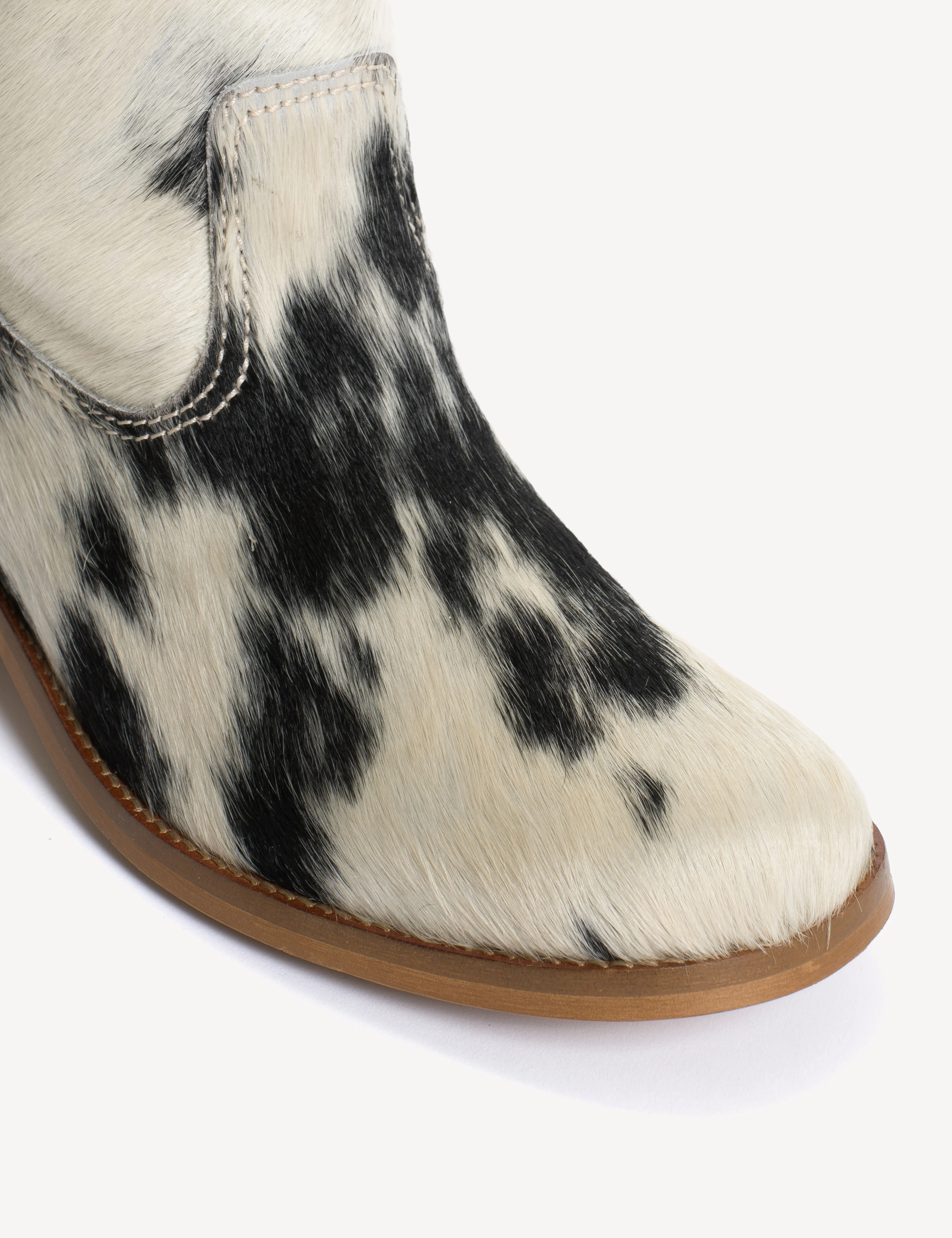 Ann Gaucho Boot In Black & White Shades Cow Fur - Image 11