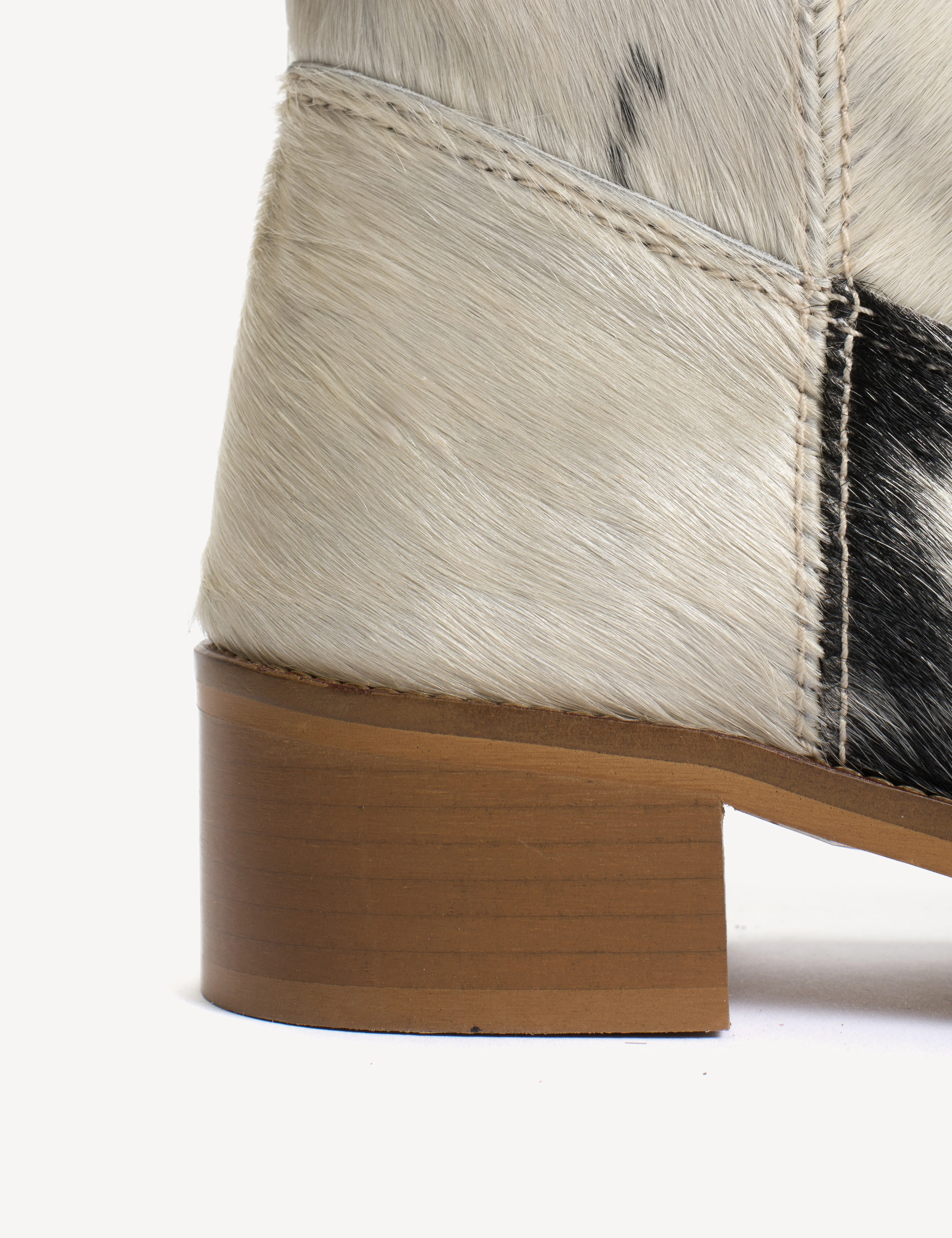 Ann Gaucho Boot In Black & White Shades Cow Fur - Image 12
