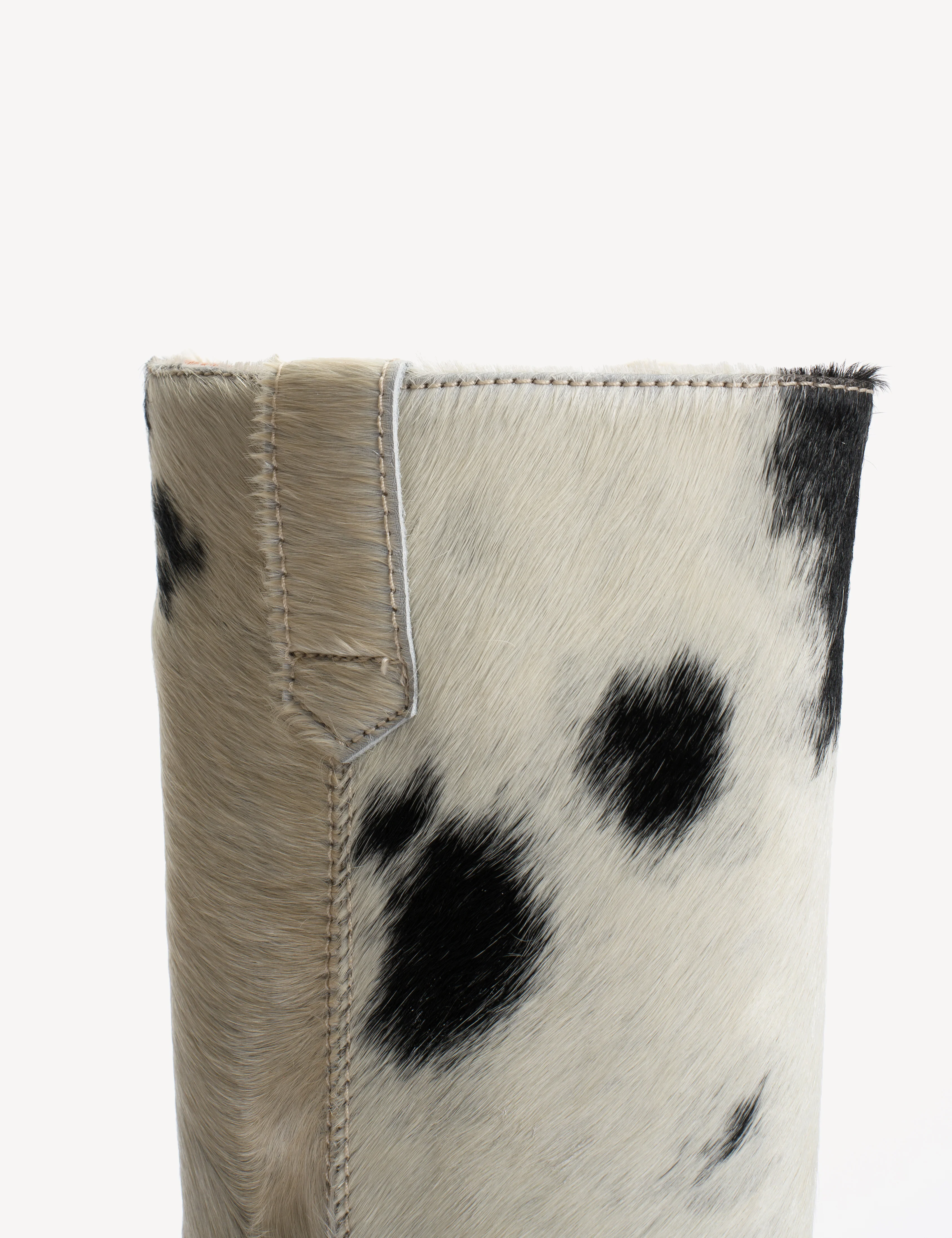 Ann Gaucho Boot In Black & White Shades Cow Fur - Image 13