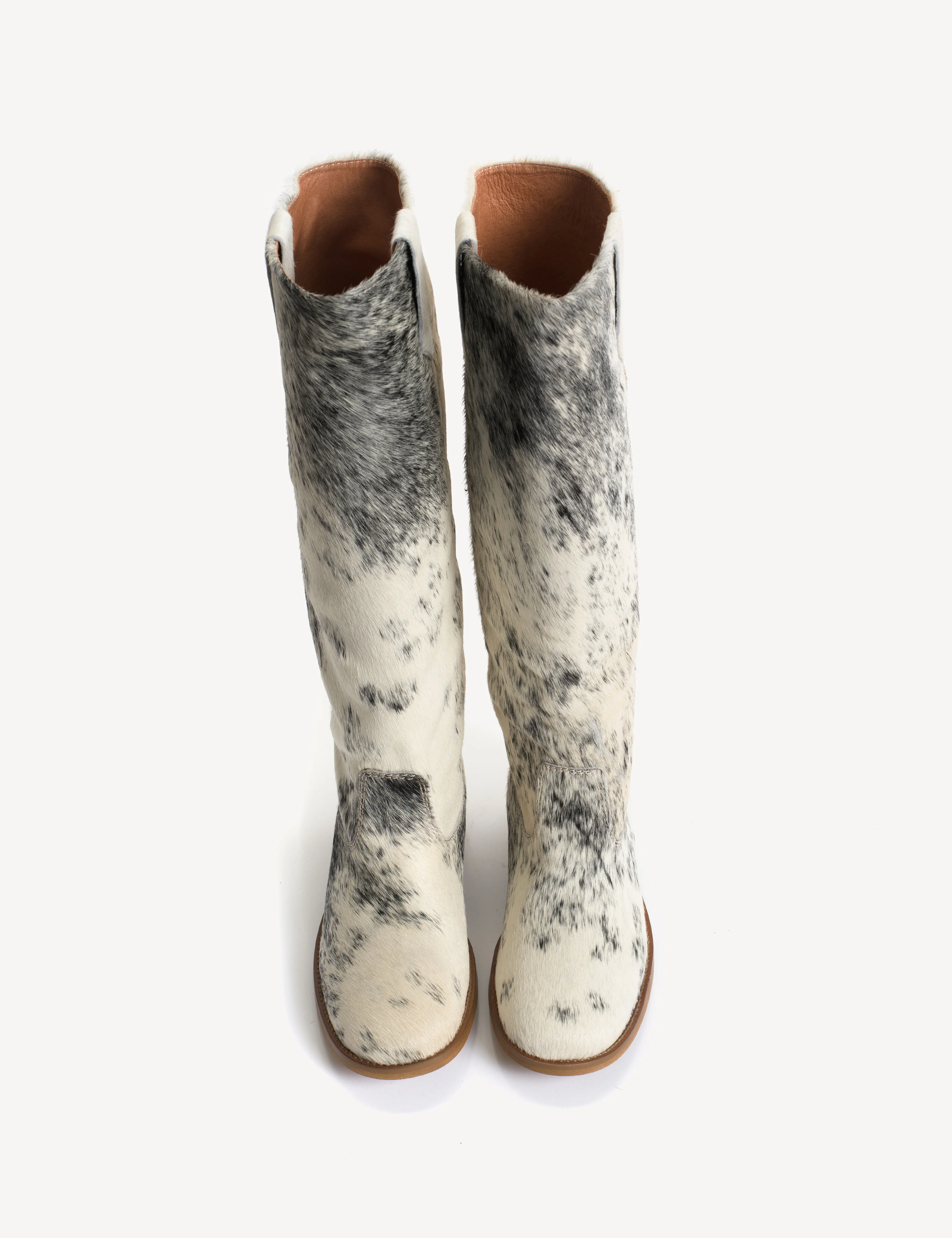 Ann Gaucho Boot In Black & White Shades Cow Fur - Image 14