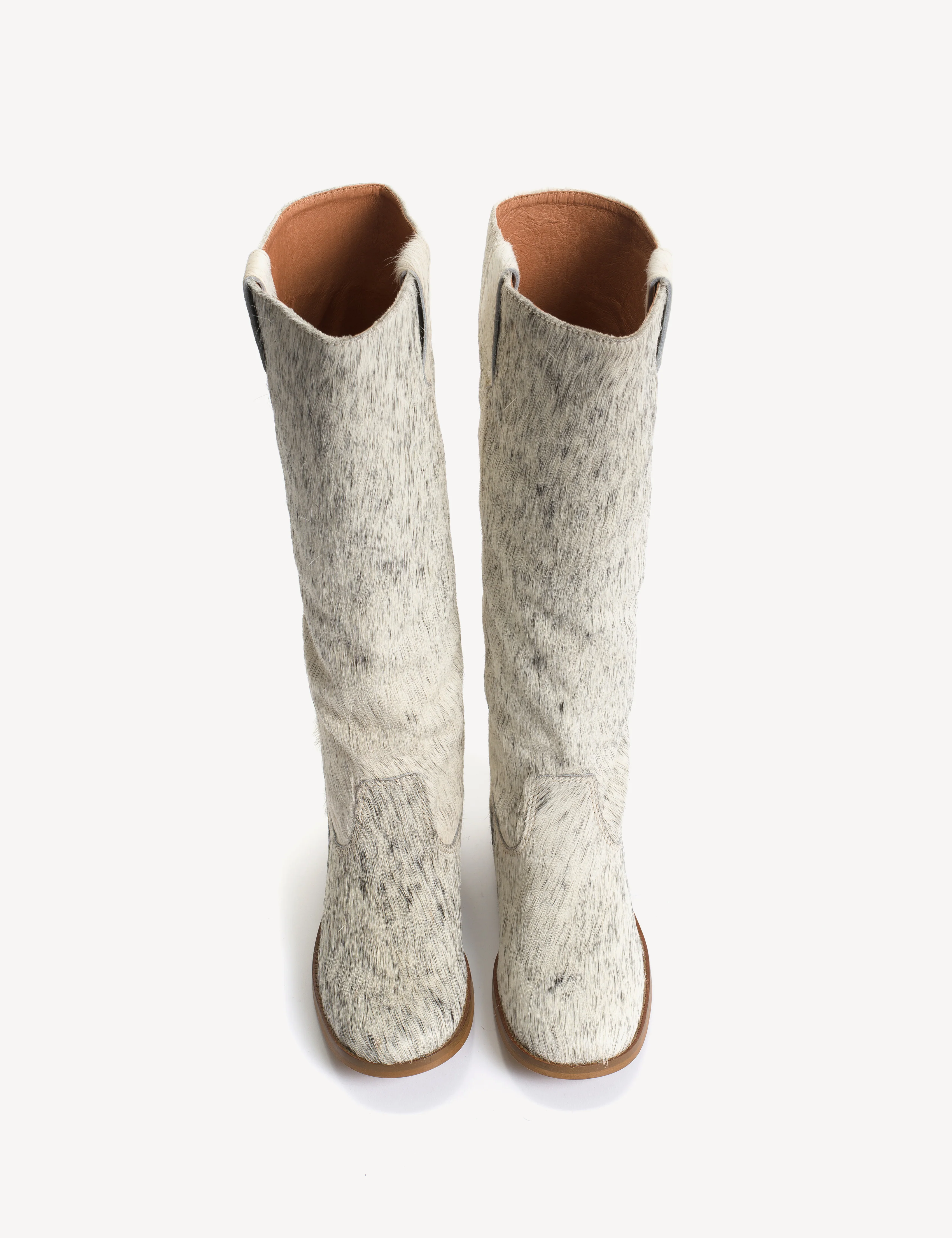 Ann Gaucho Boot In Black & White Shades Cow Fur - Image 15
