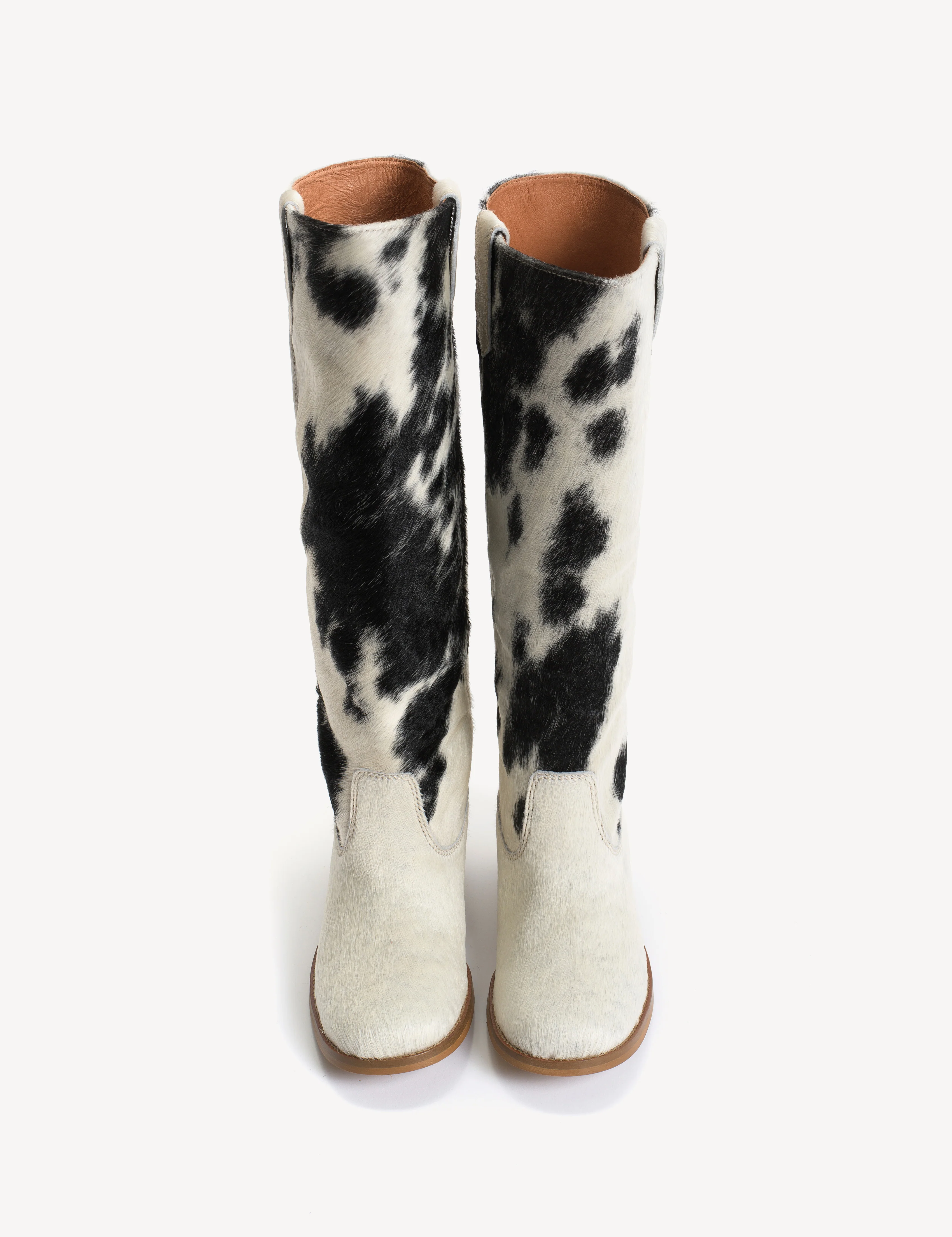 Ann Gaucho Boot In Black & White Shades Cow Fur - Image 16