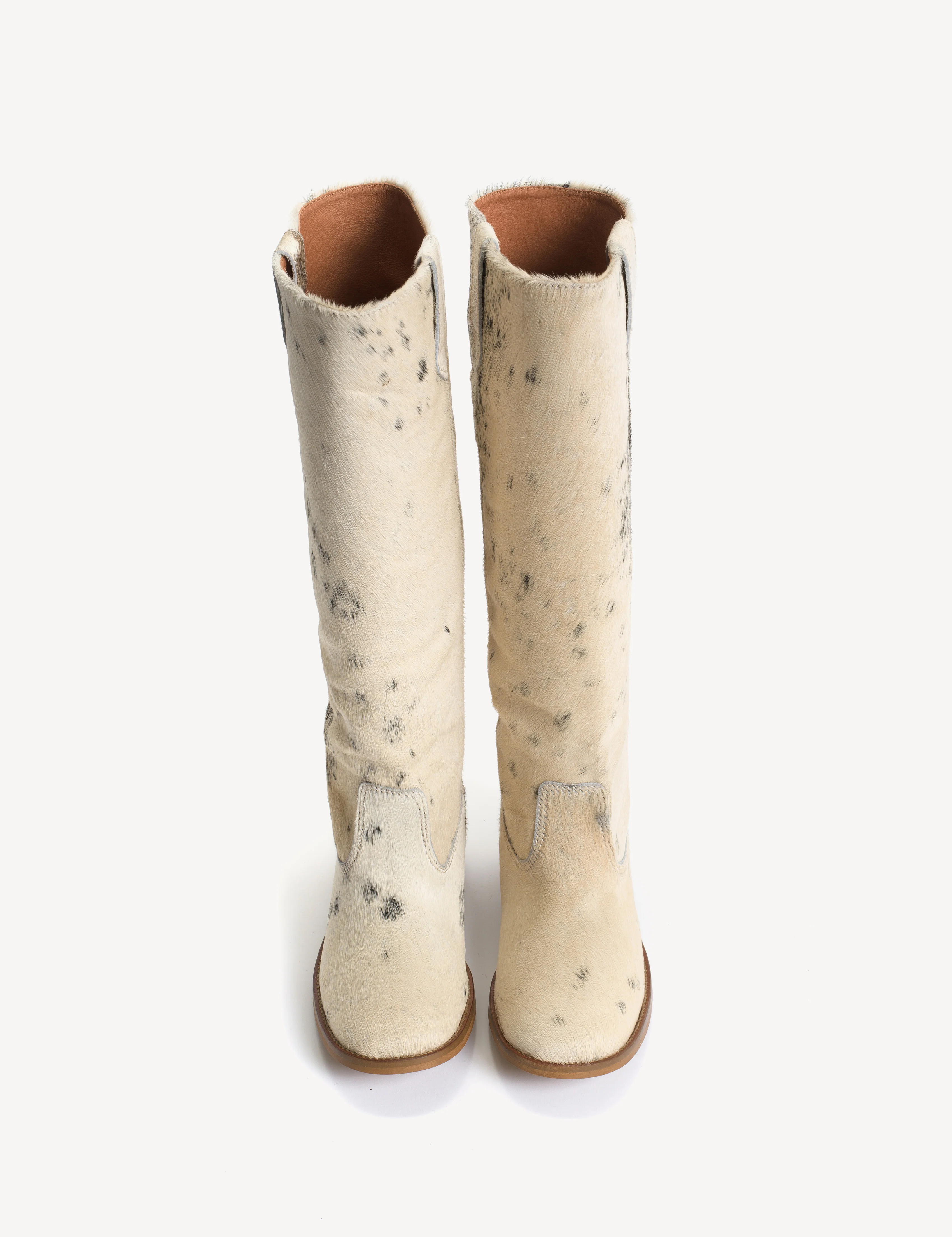 Ann Gaucho Boot In Black & White Shades Cow Fur - Image 17