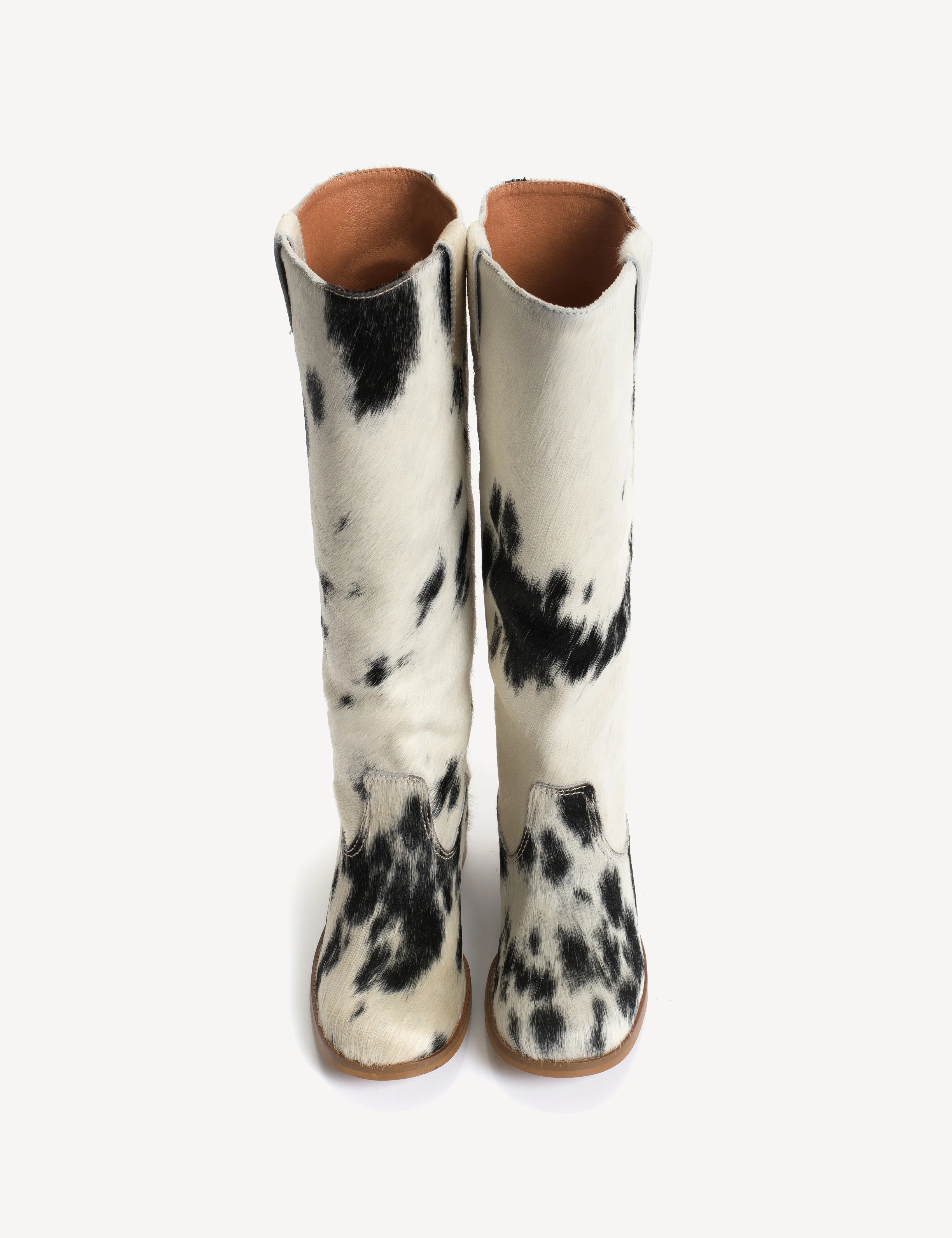 Ann Gaucho Boot In Black & White Shades Cow Fur - Image 5