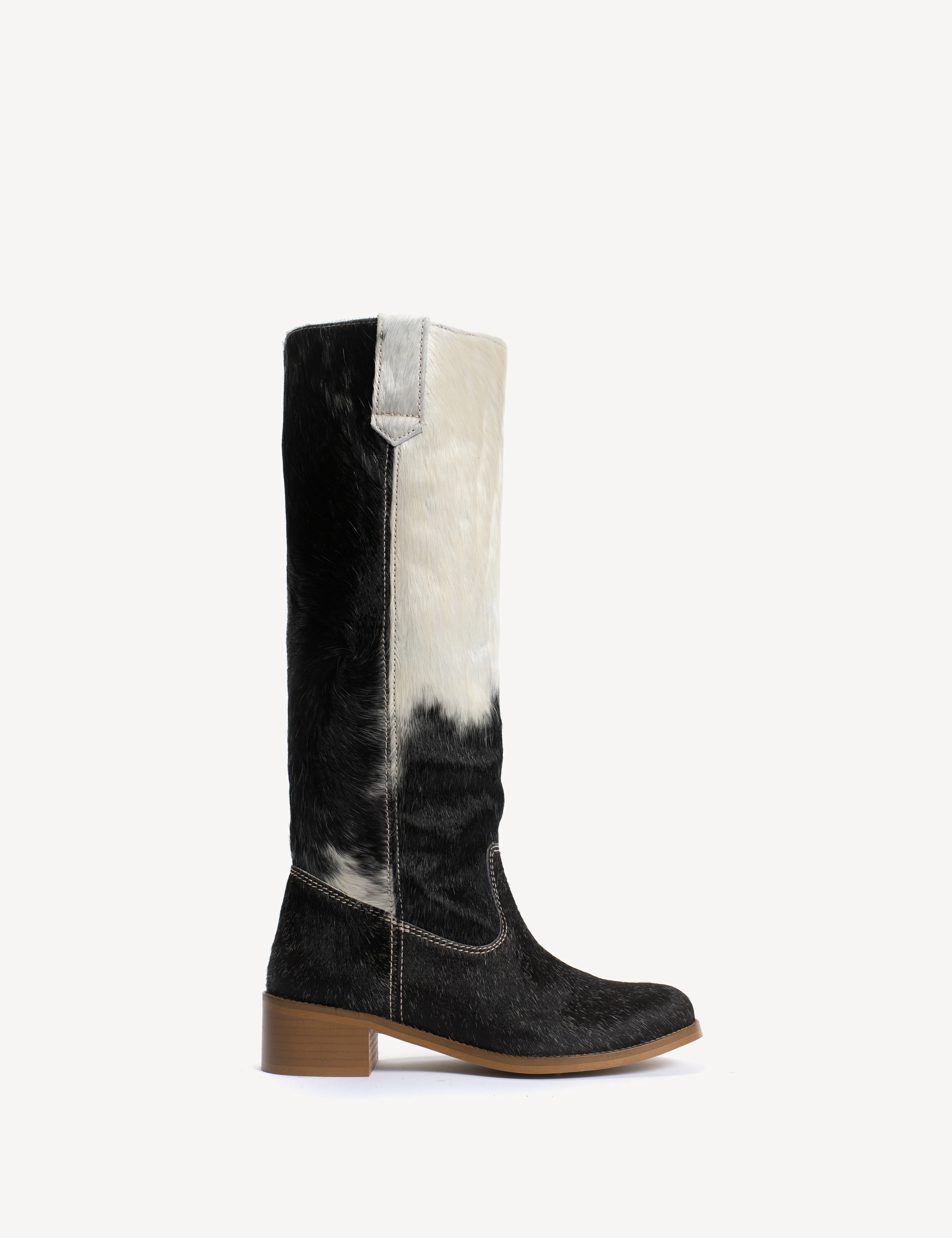 Ann Gaucho Boot In Black & White Shades Cow Fur - Image 6