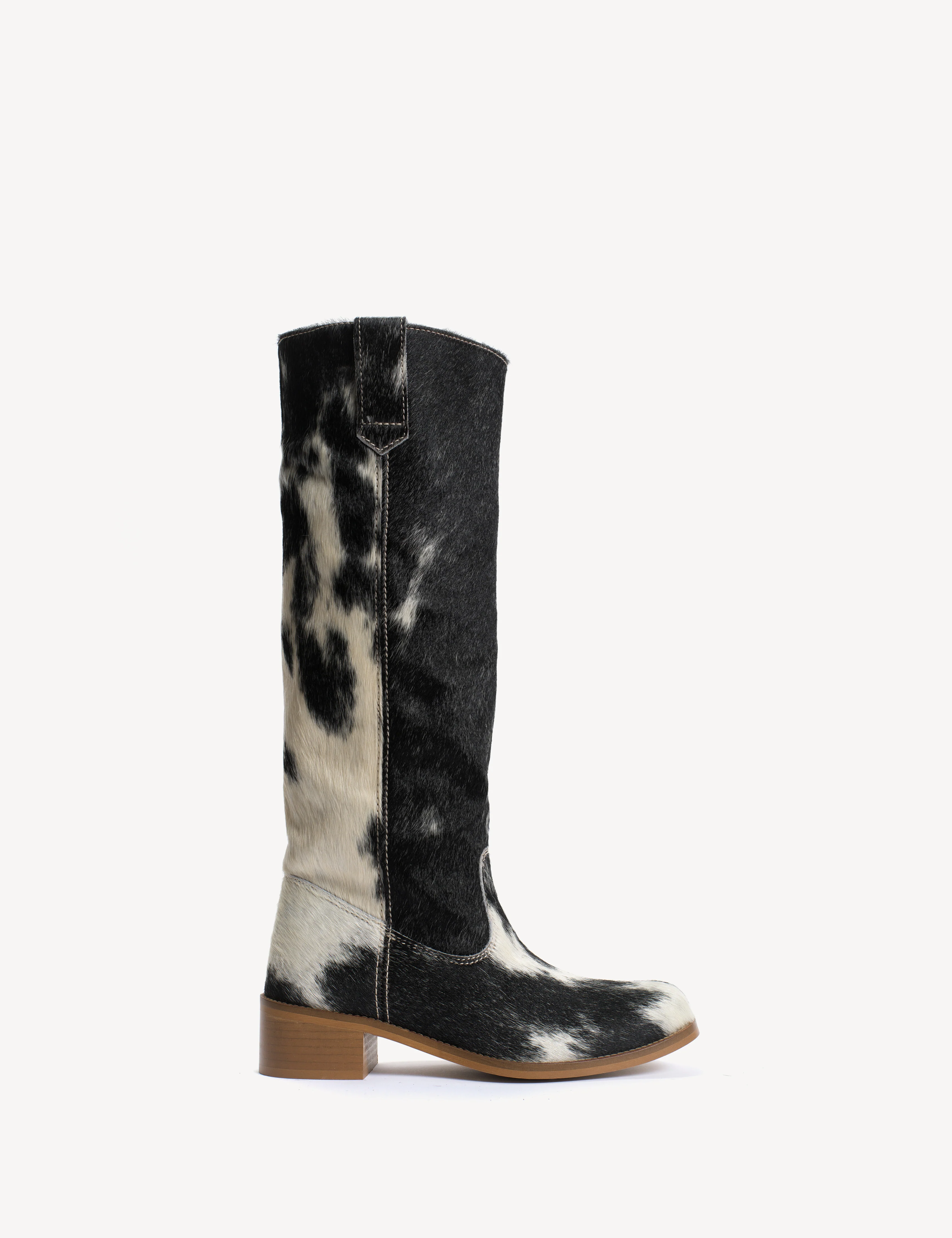 Ann Gaucho Boot In Black & White Shades Cow Fur - Image 7