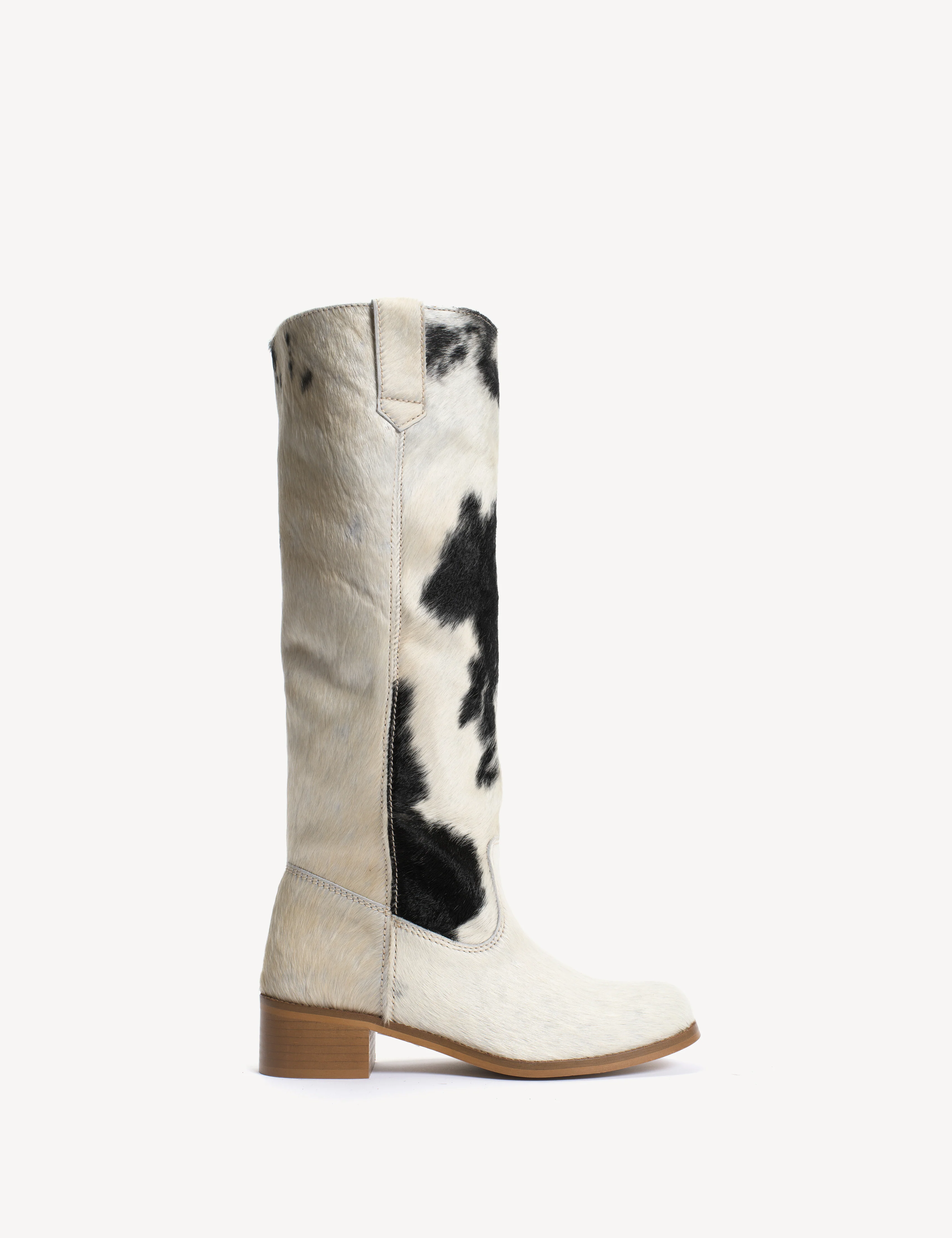 Ann Gaucho Boot In Black & White Shades Cow Fur - Image 8