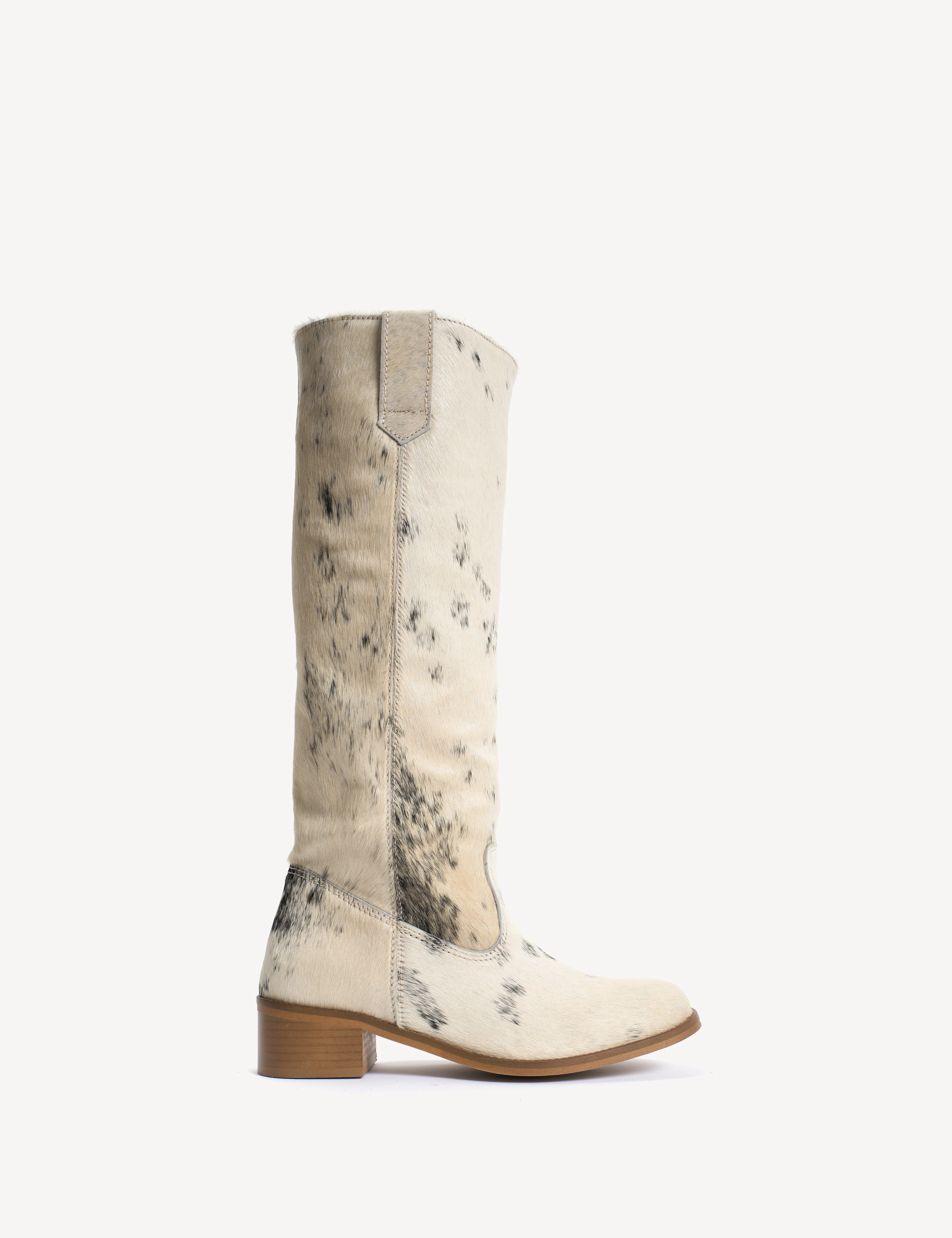 Ann Gaucho Boot In Black & White Shades Cow Fur - Image 9