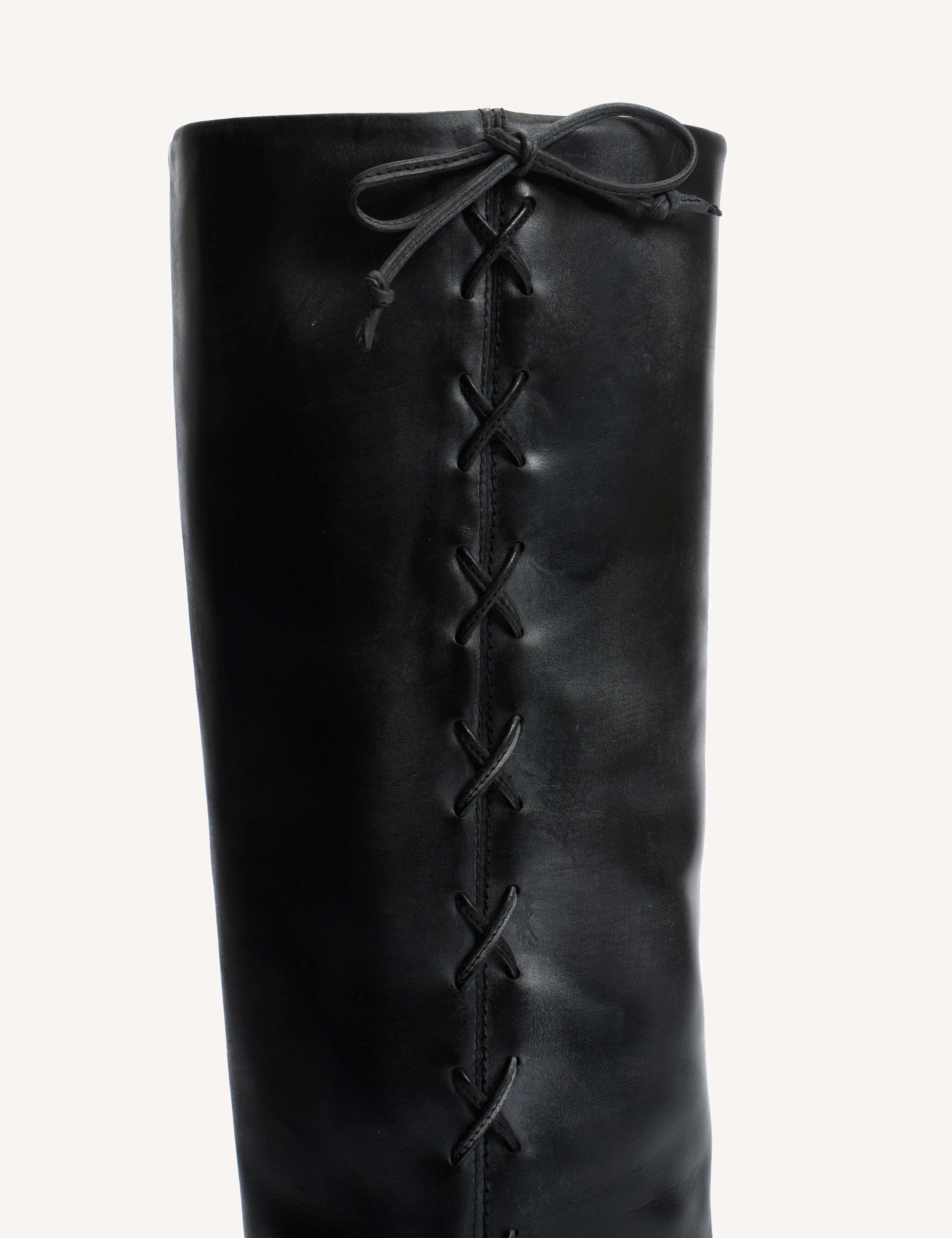 Ann Gaucho Boot With Laces In Black Escovado Leather - Image 8
