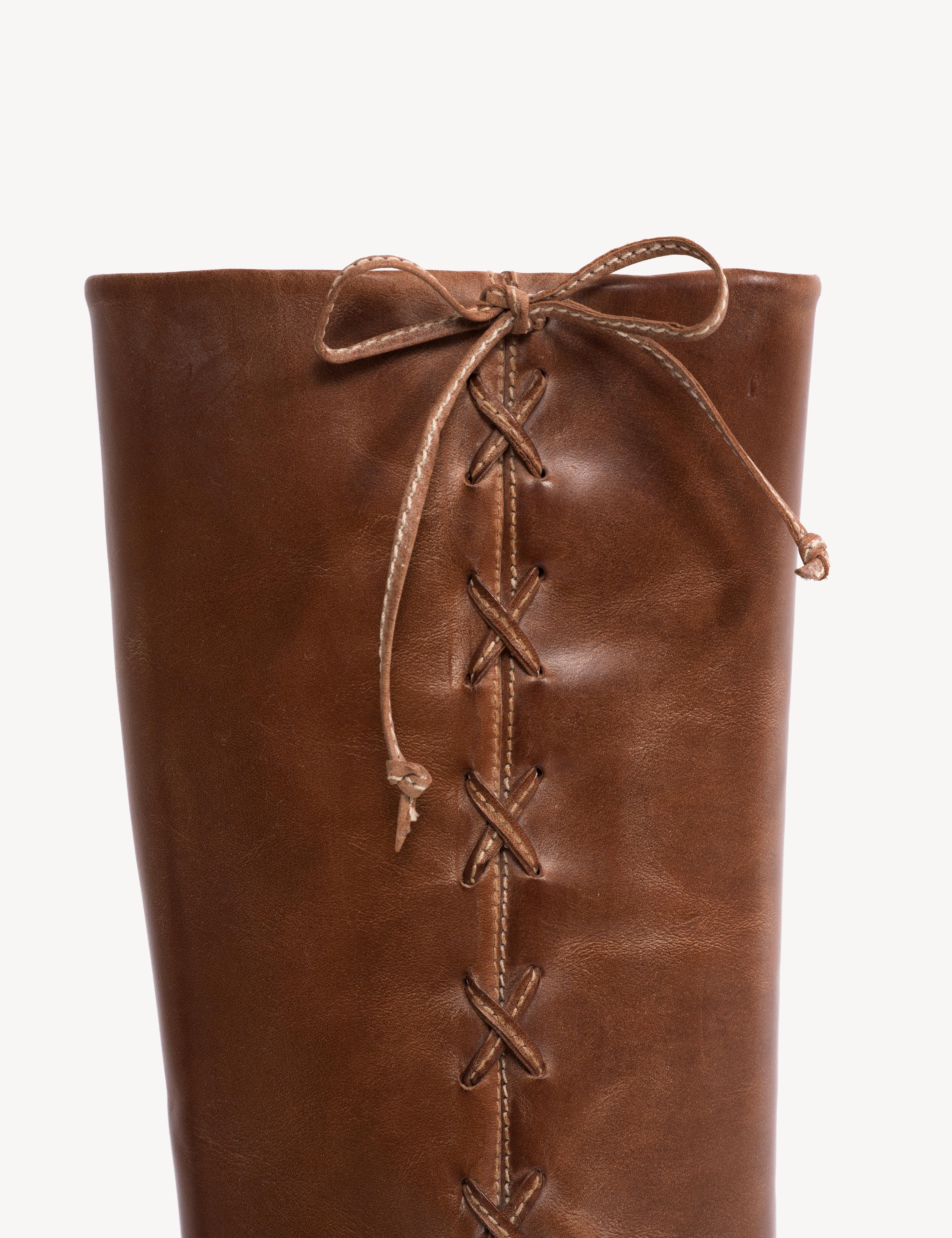 Ann Gaucho Boot With Laces In Cognac Escovado Leather - Image 8
