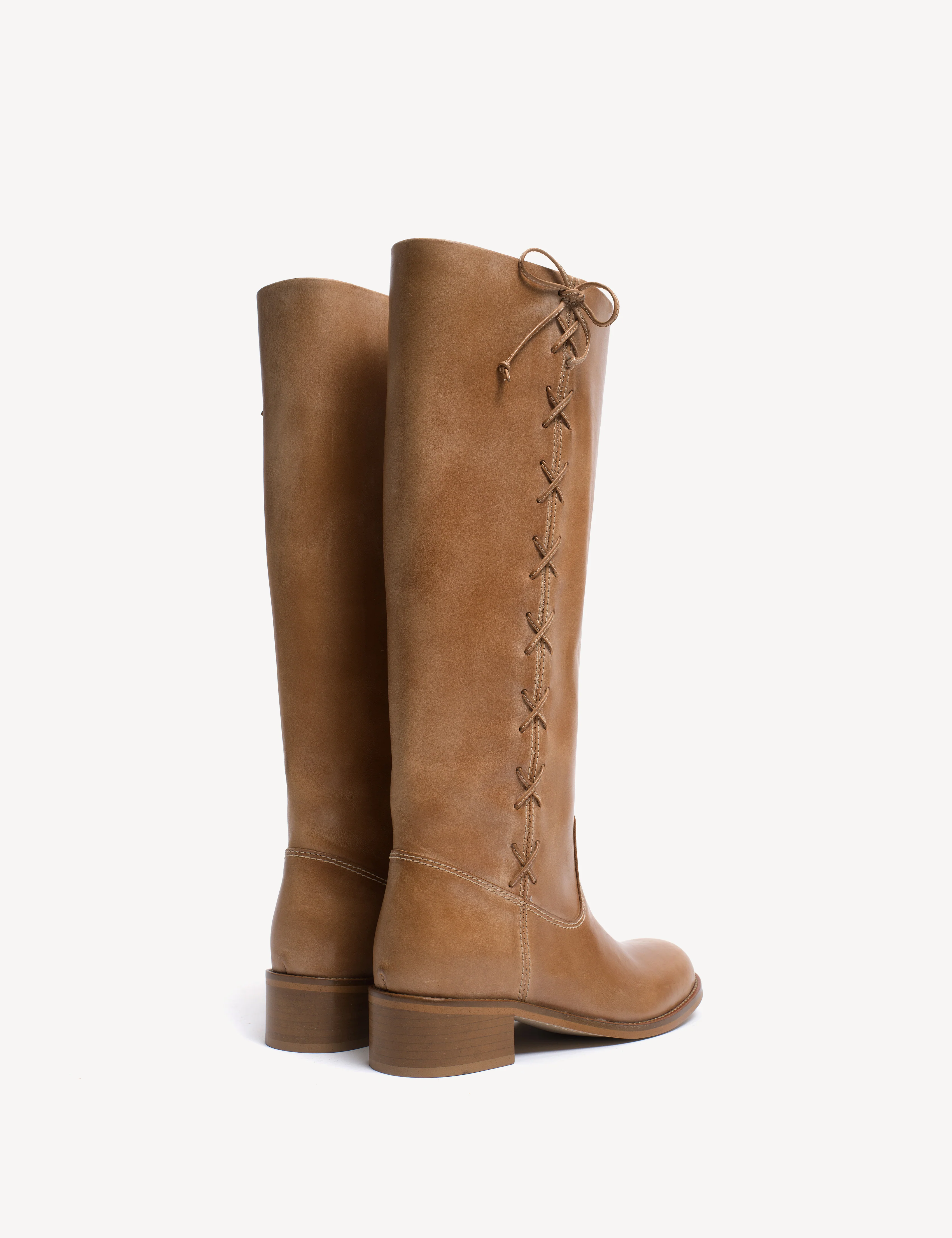 Ann Gaucho Boot With Laces In Dark Tan Escovado Leather - Image 4