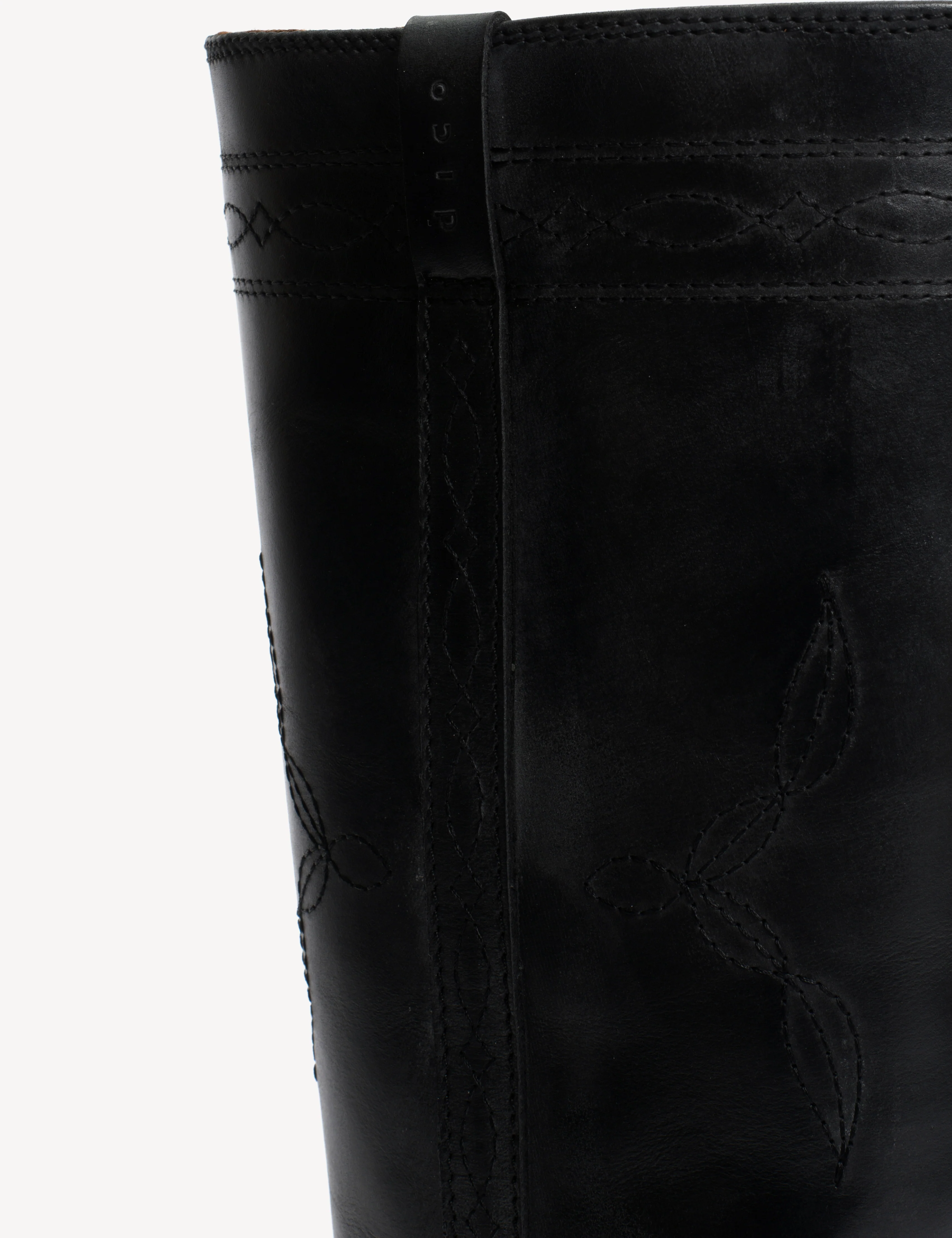 Ann Gaucho Boot With Western Stitchings In Black Escovado Leather - Image 7