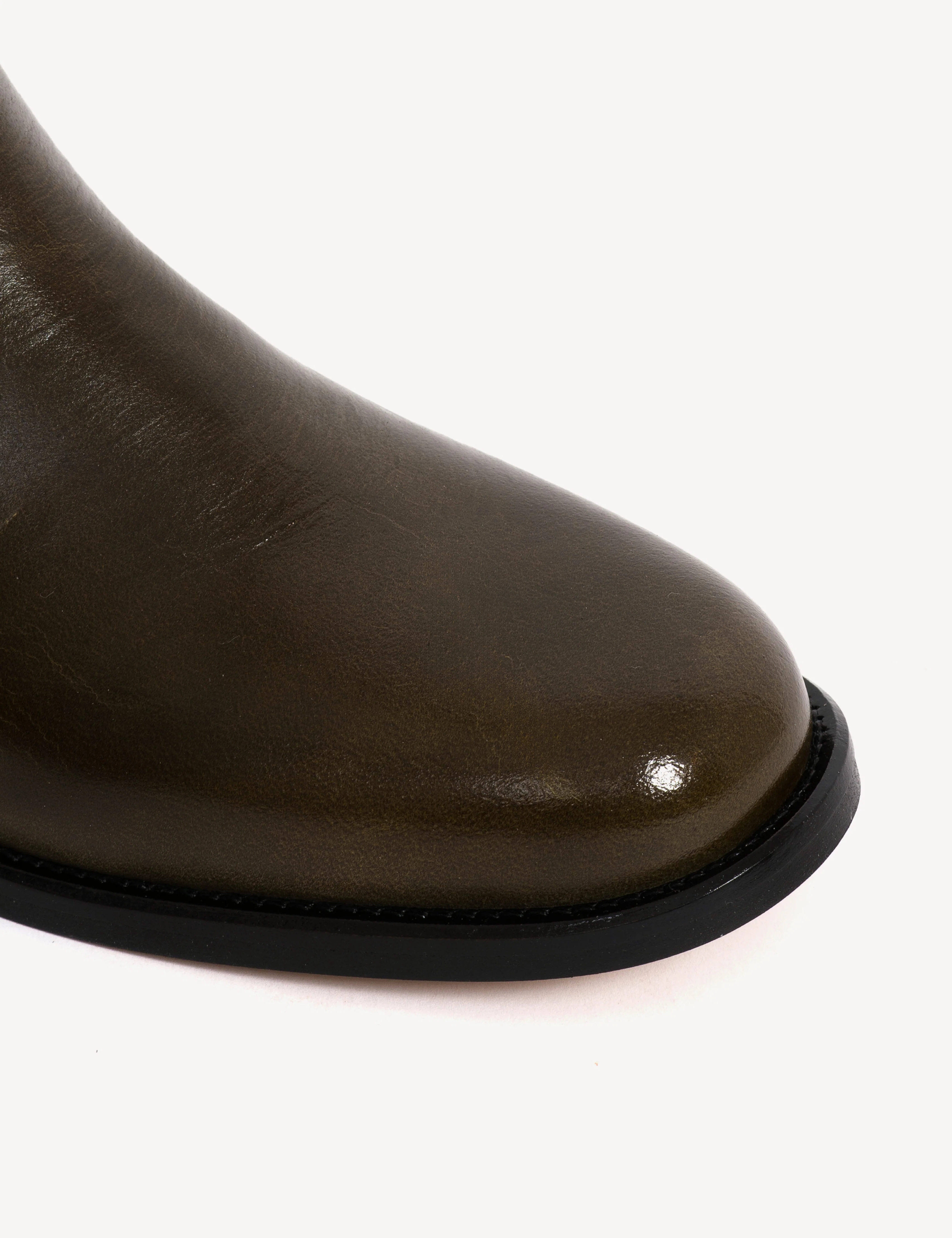 Cavalry Boot In Army Green Escovado Leather - Image 5