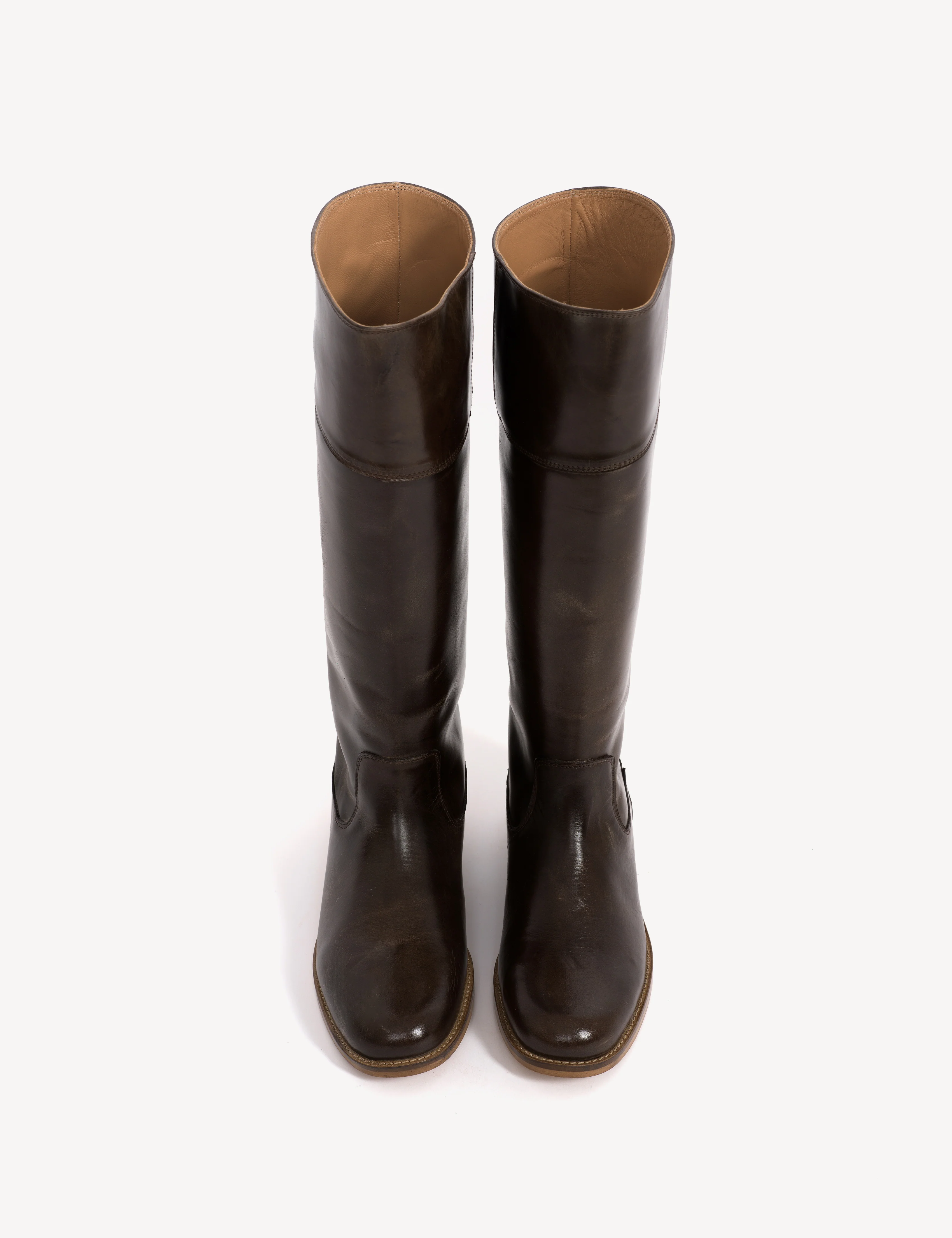 Cavalry Boot In Dark Brown Escovado Leather - Image 4