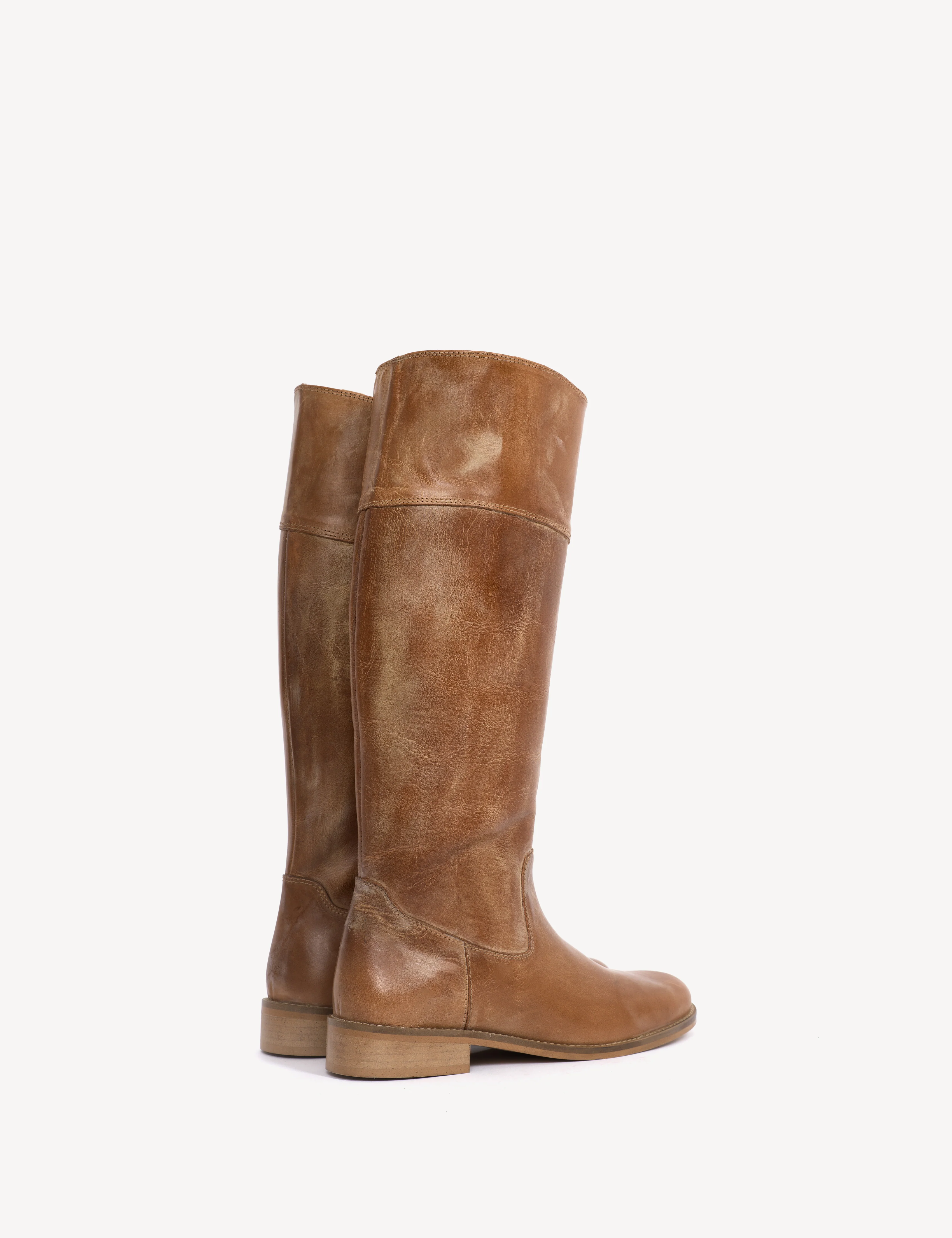 Cavalry Boot In Dark Tan Escovado Leather - Image 3