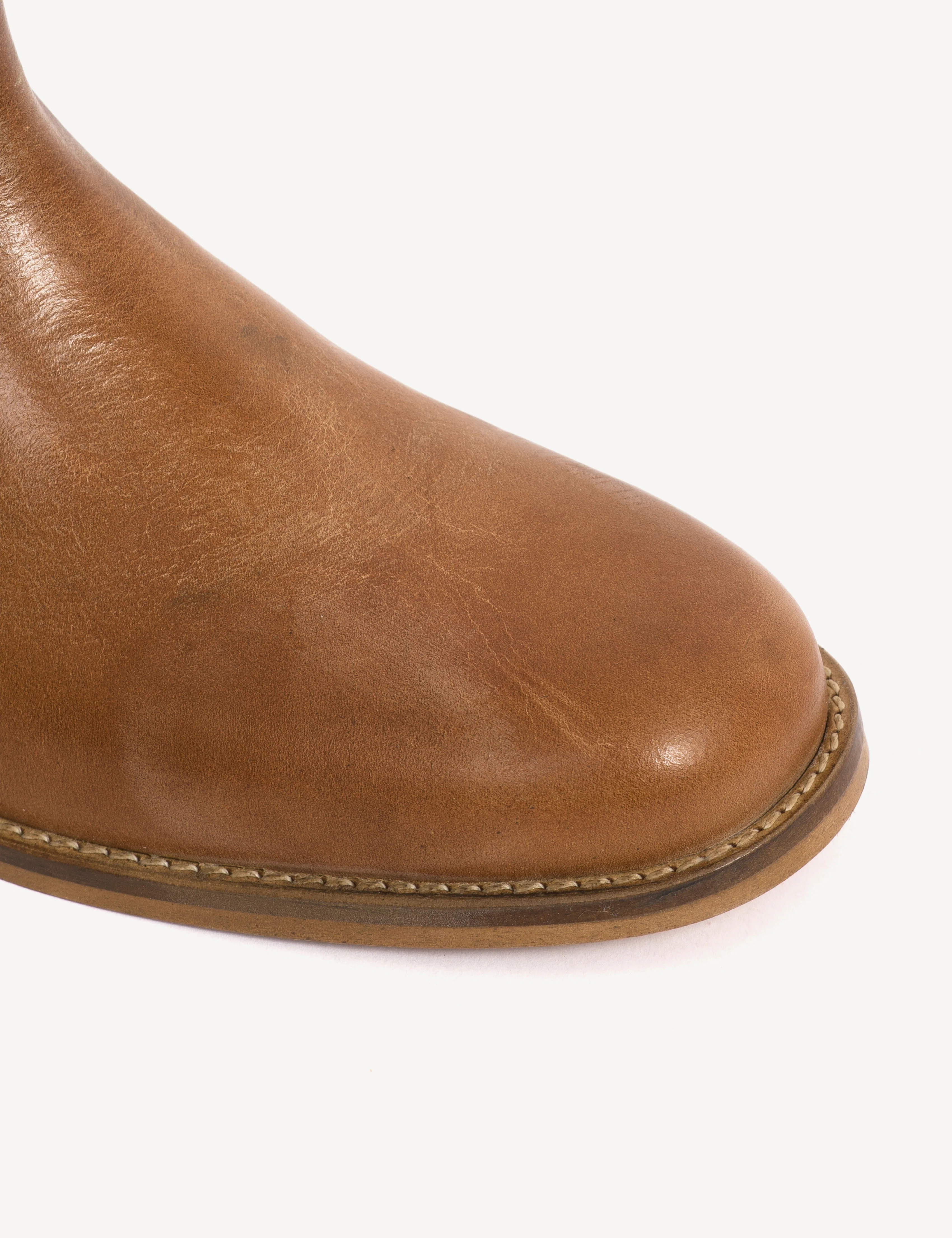 Cavalry Boot In Dark Tan Escovado Leather - Image 5