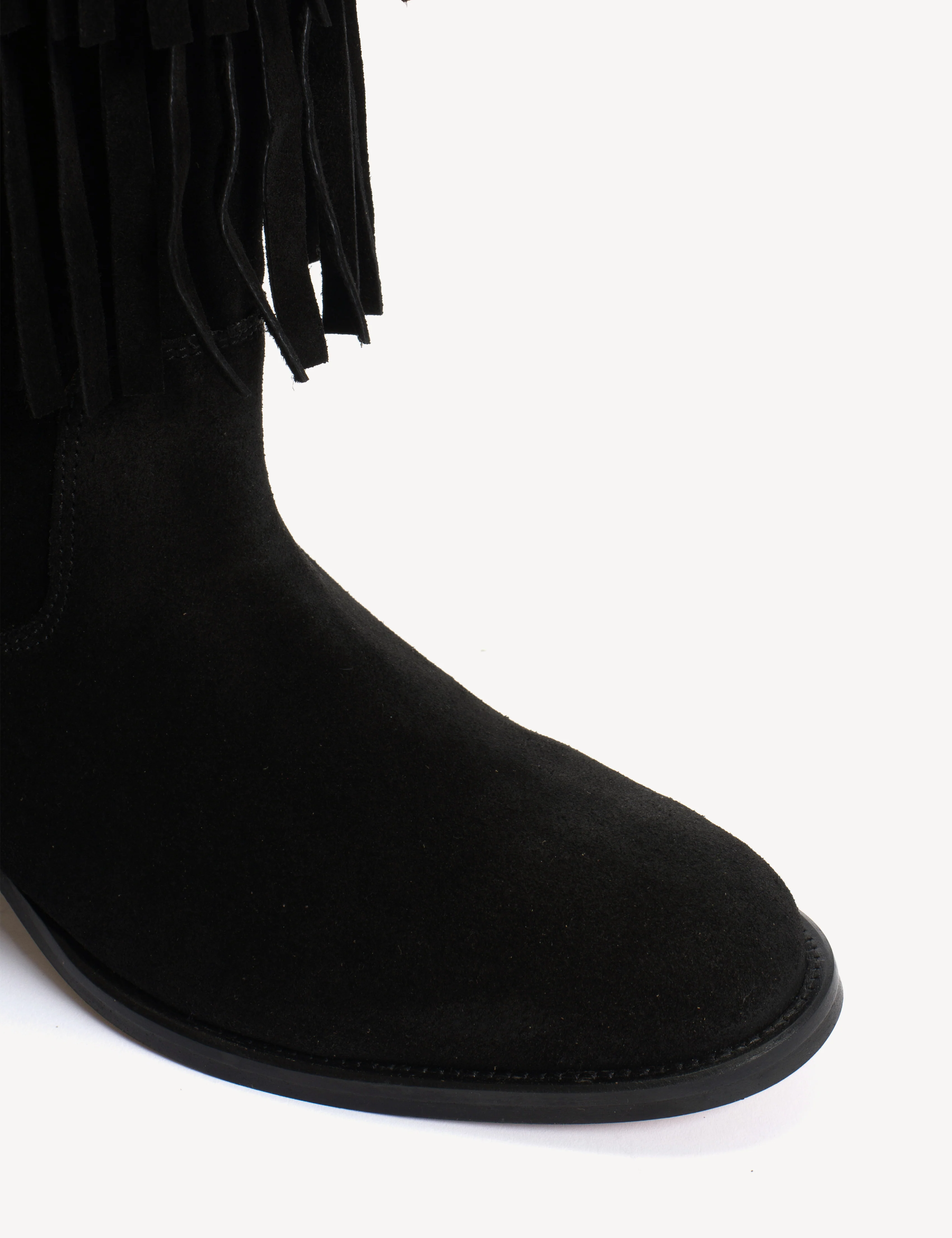Celina Fringes Boot In Black Calf Suede - Image 5