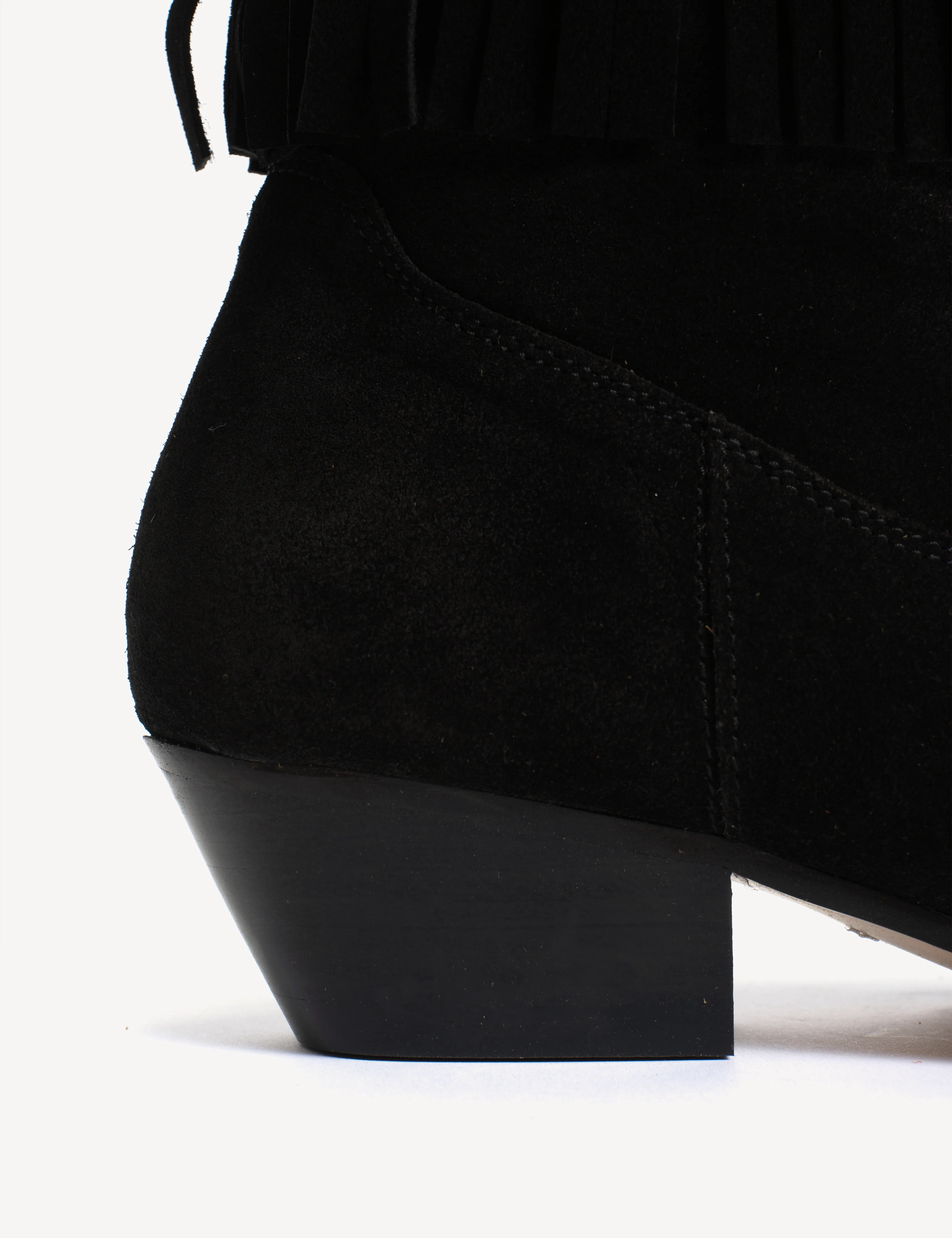 Celina Fringes Boot In Black Calf Suede - Image 6