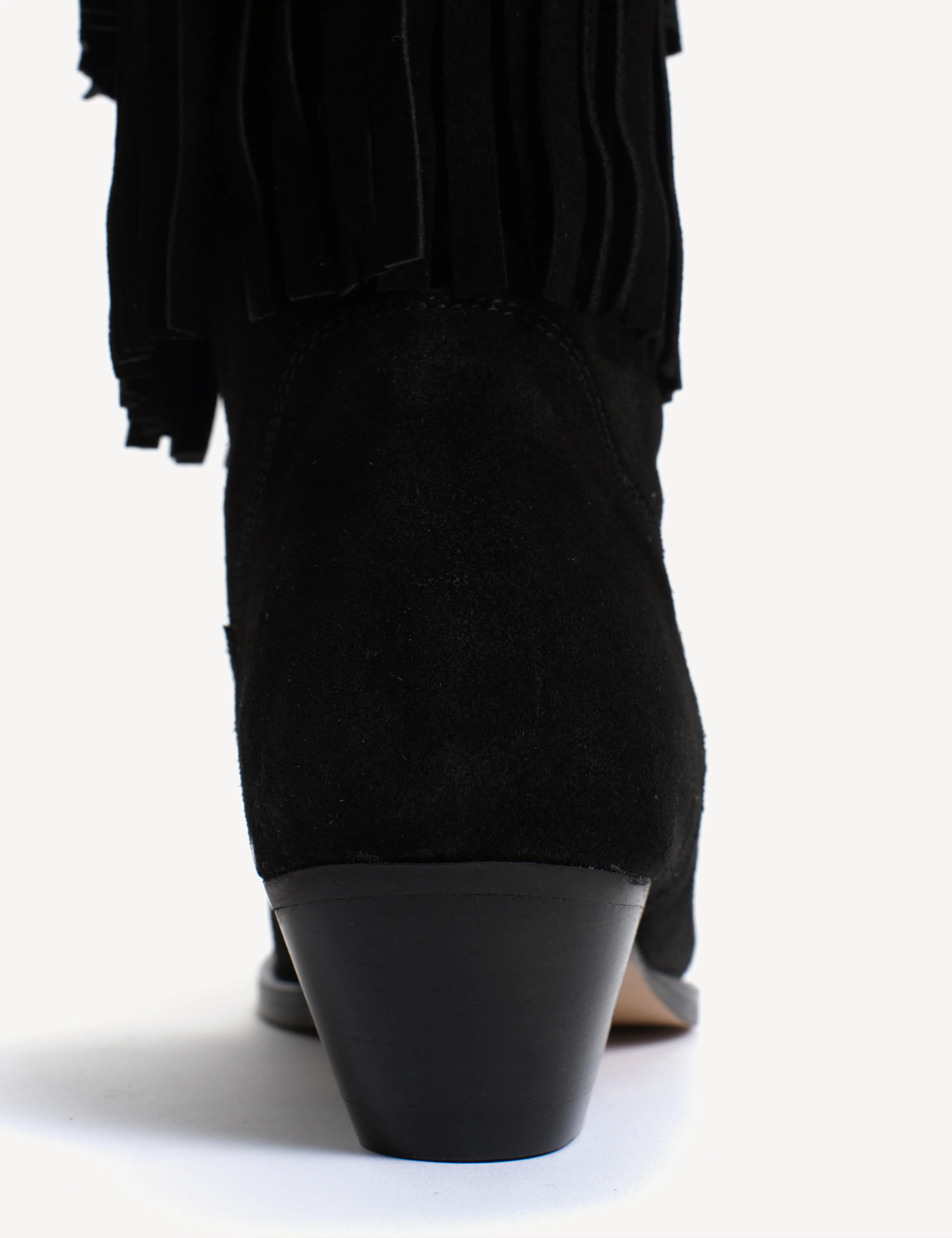 Celina Fringes Boot In Black Calf Suede - Image 8