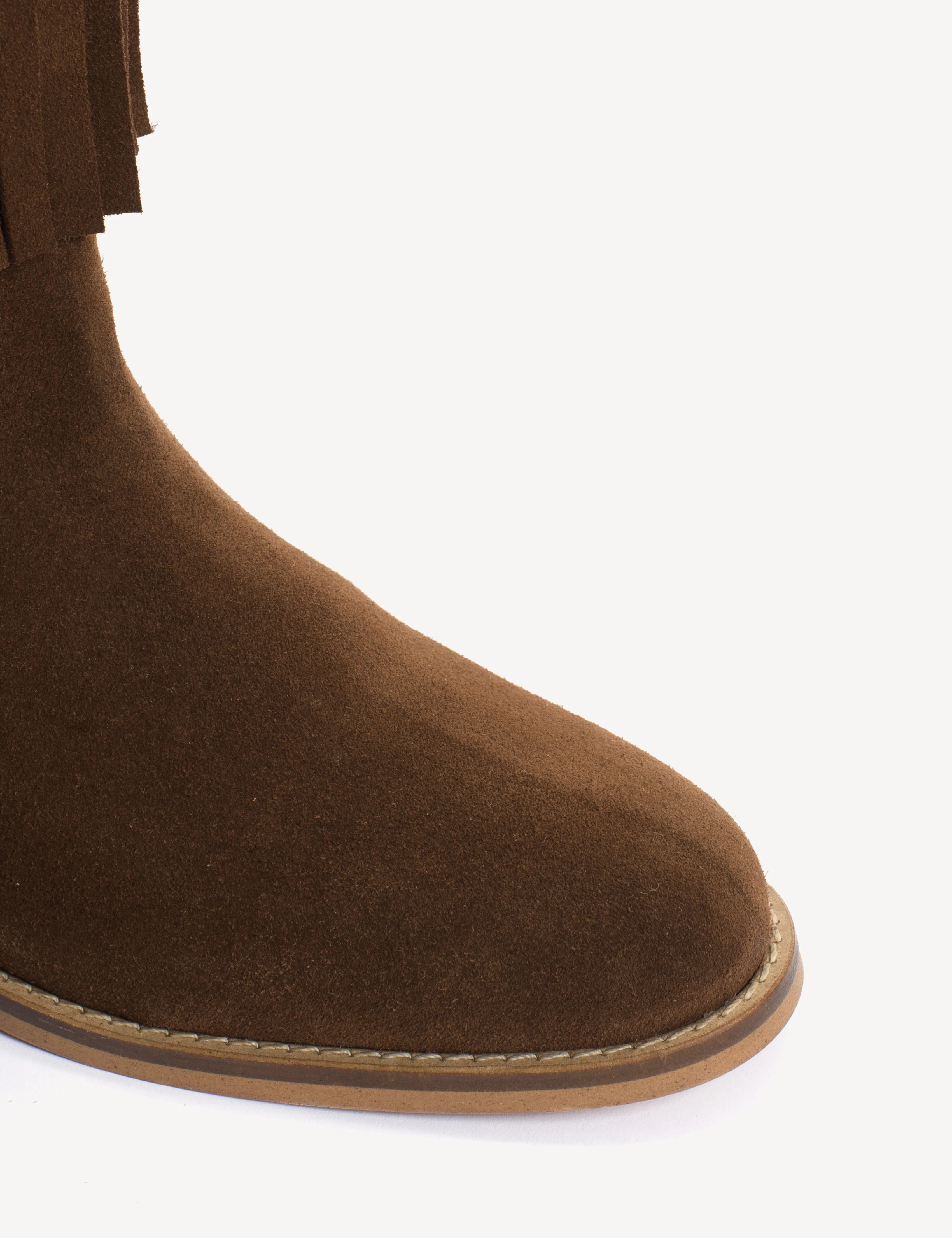 Celina Fringes Boot In Dark Brown Calf Suede - Image 5