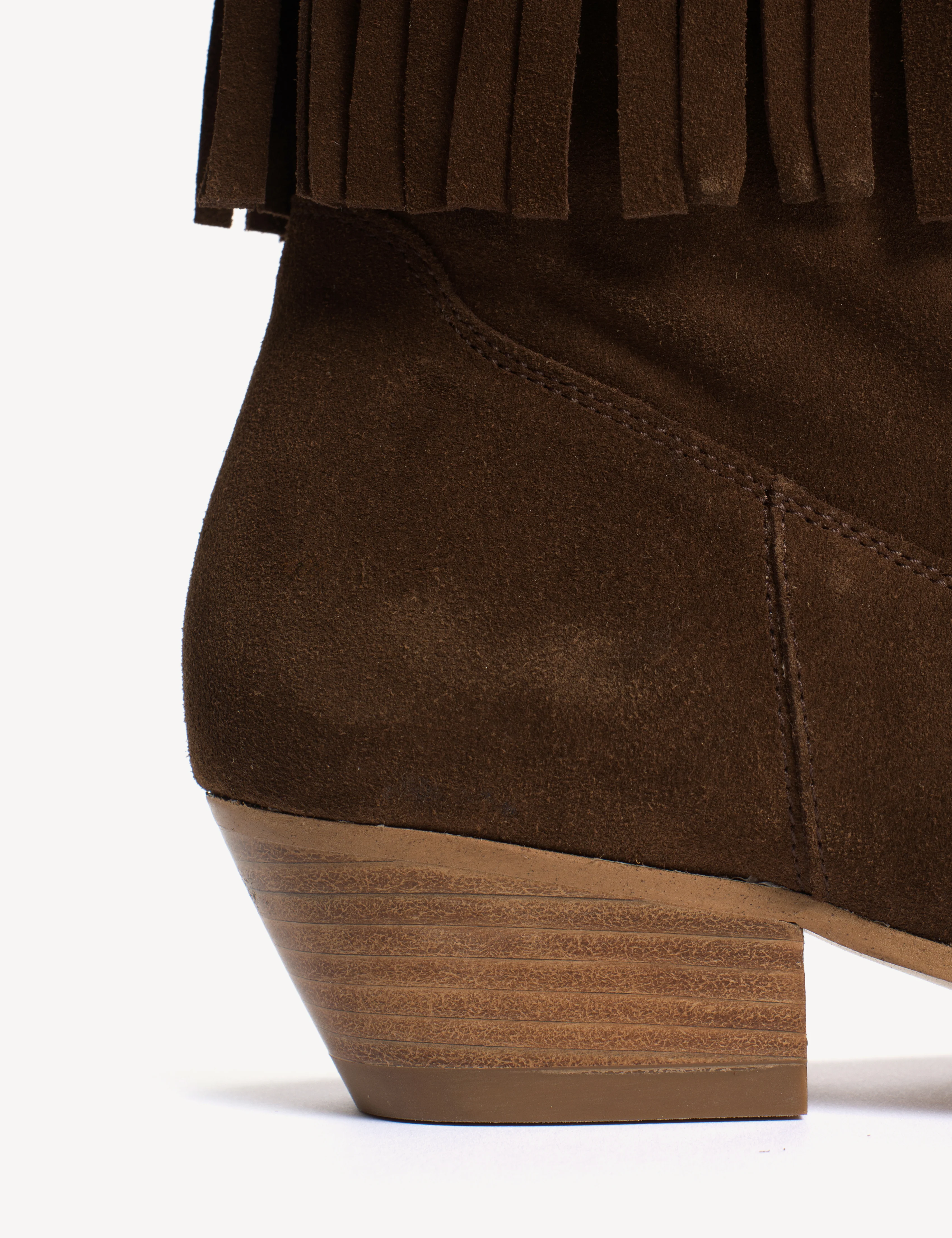 Celina Fringes Boot In Dark Brown Calf Suede - Image 6