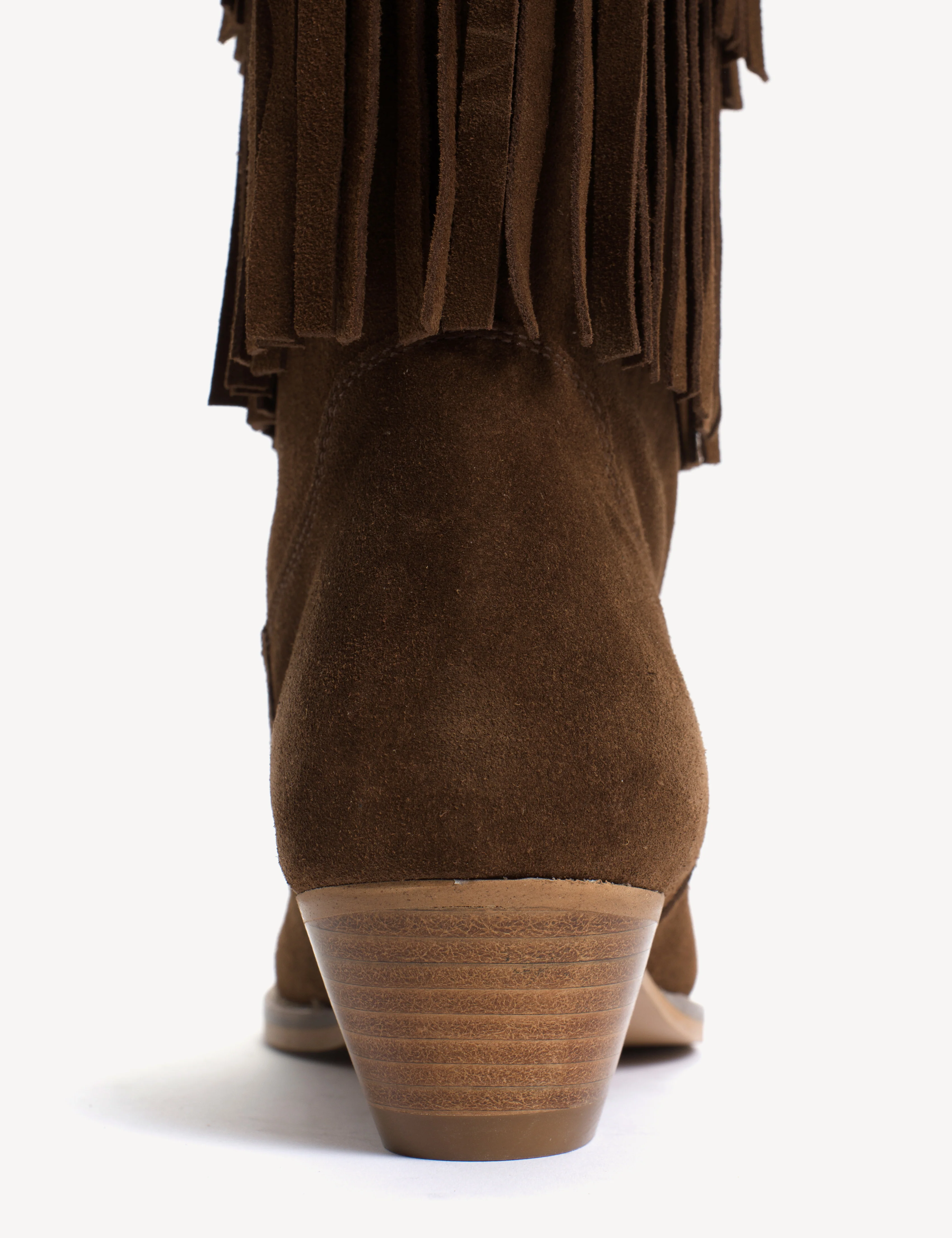 Celina Fringes Boot In Dark Brown Calf Suede - Image 7
