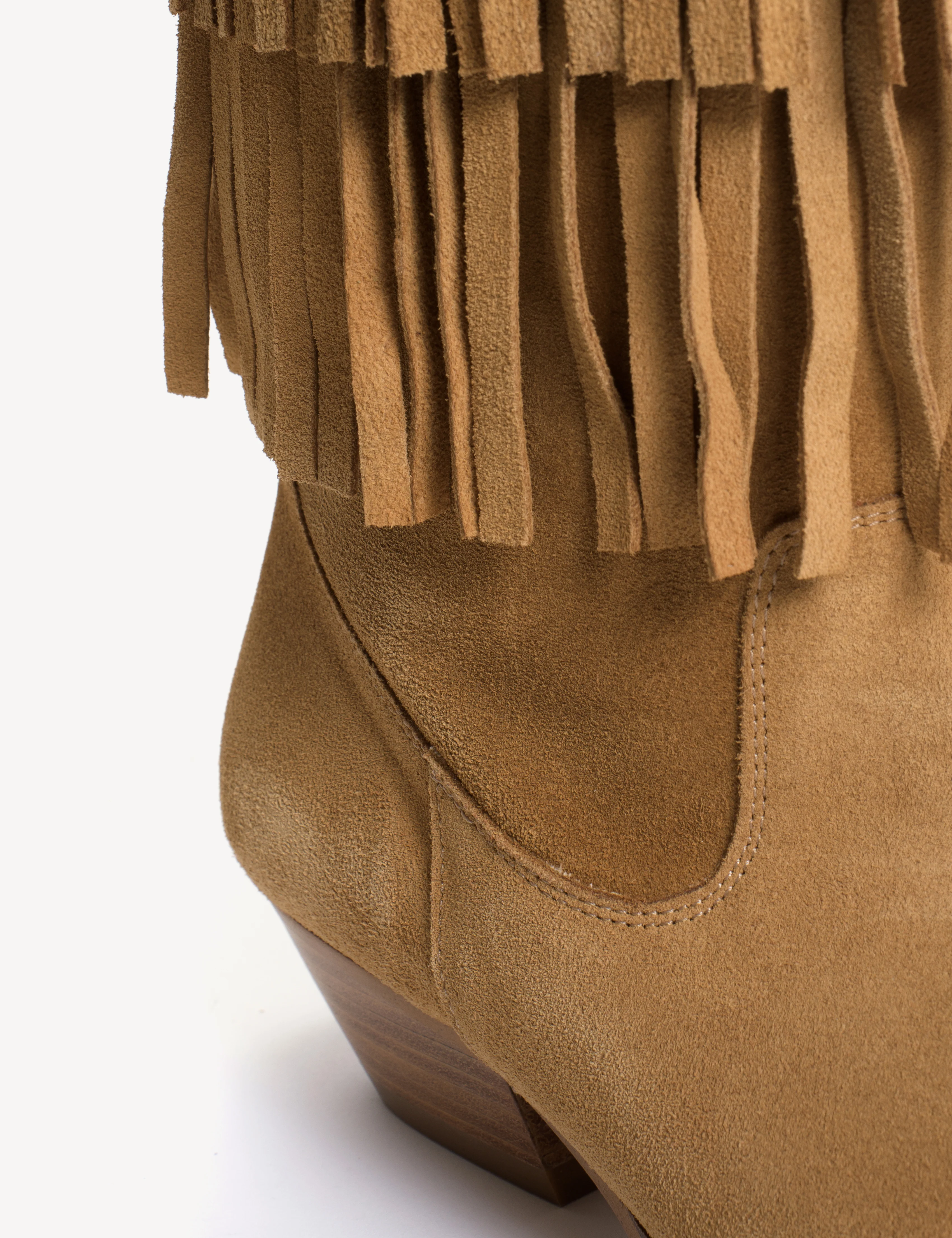 Celina Fringes Boot In Light Tan Calf Suede - Image 8
