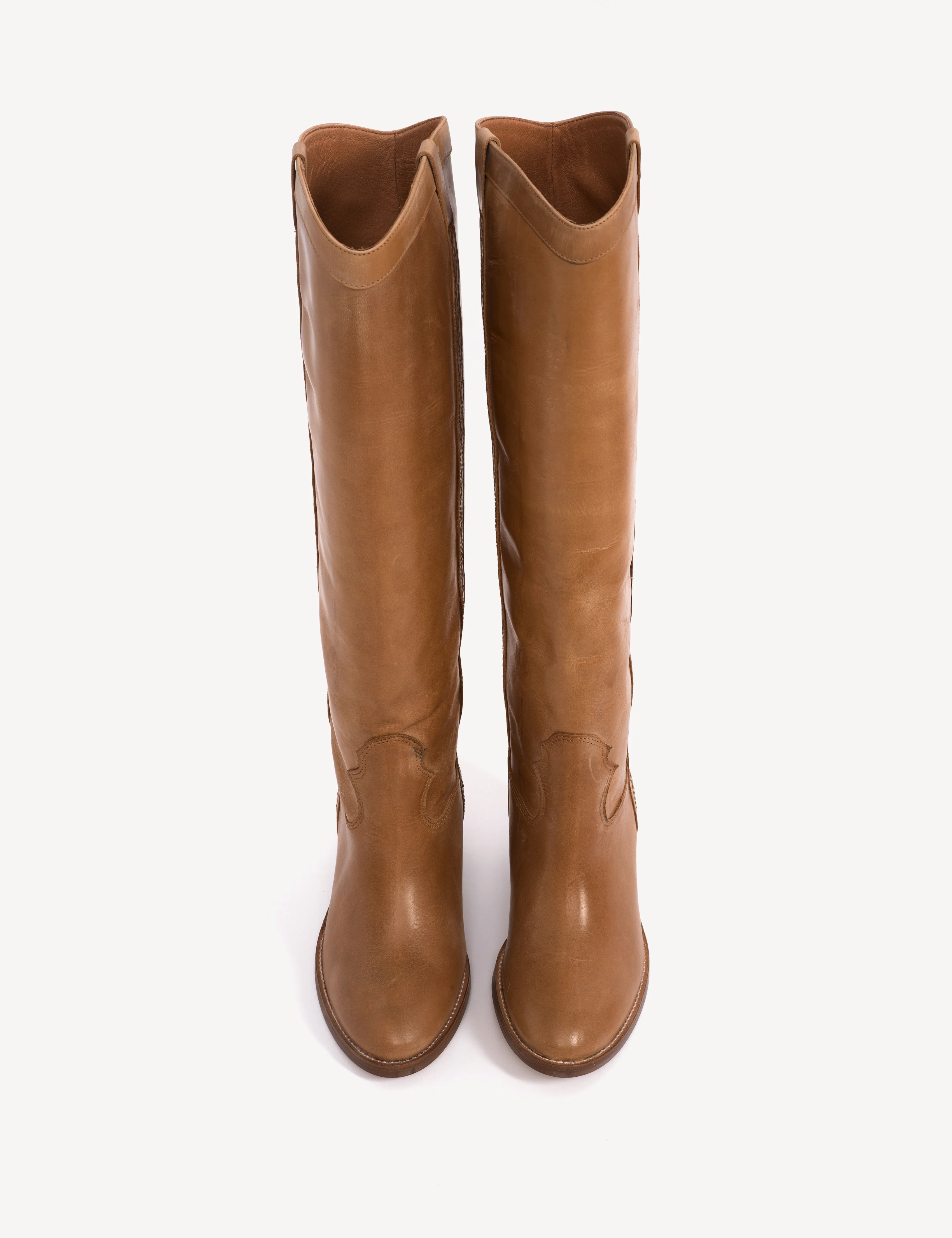 Claire High Western Boot In Dark tan Escovado Leather - Image 5
