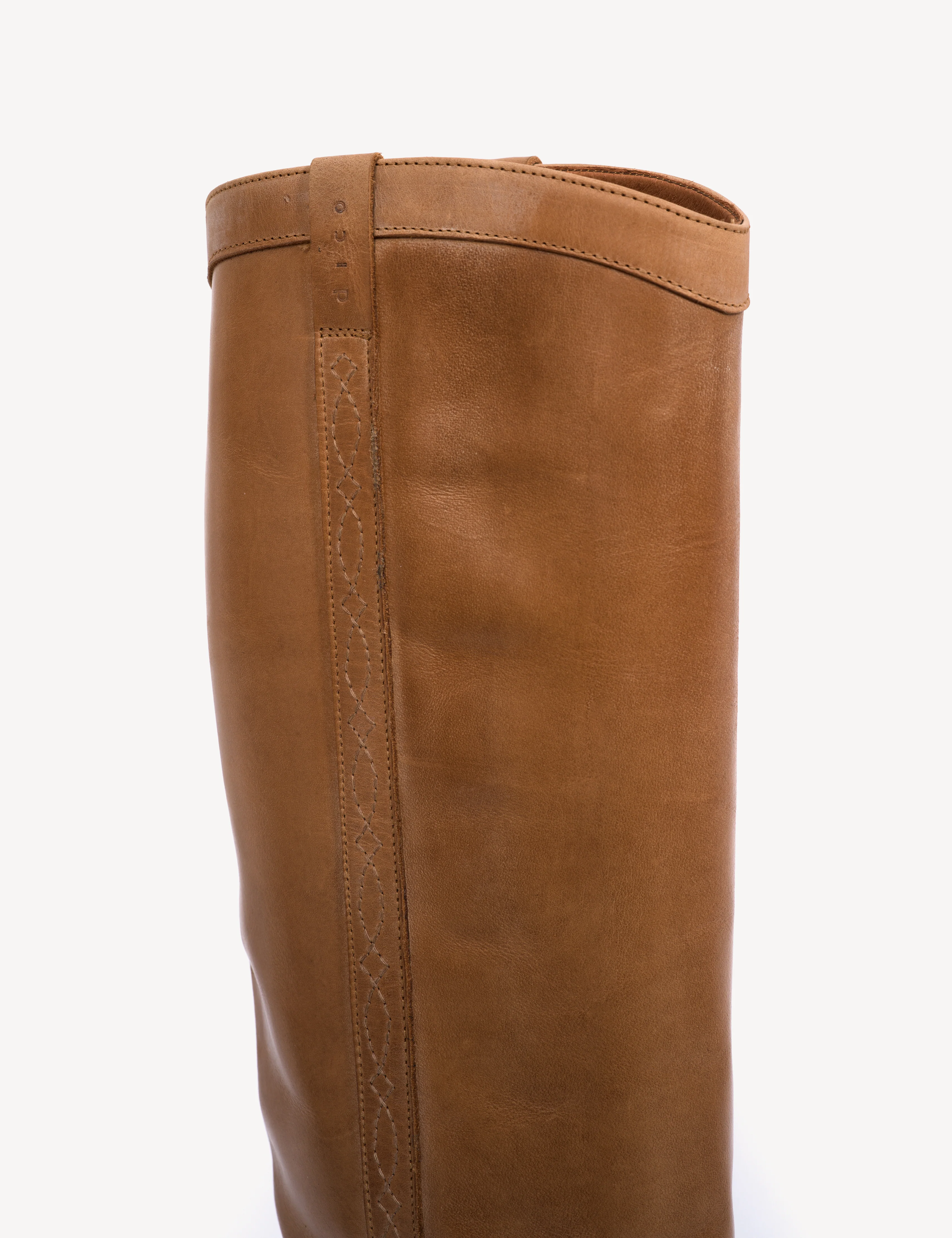 Claire High Western Boot In Dark tan Escovado Leather - Image 8