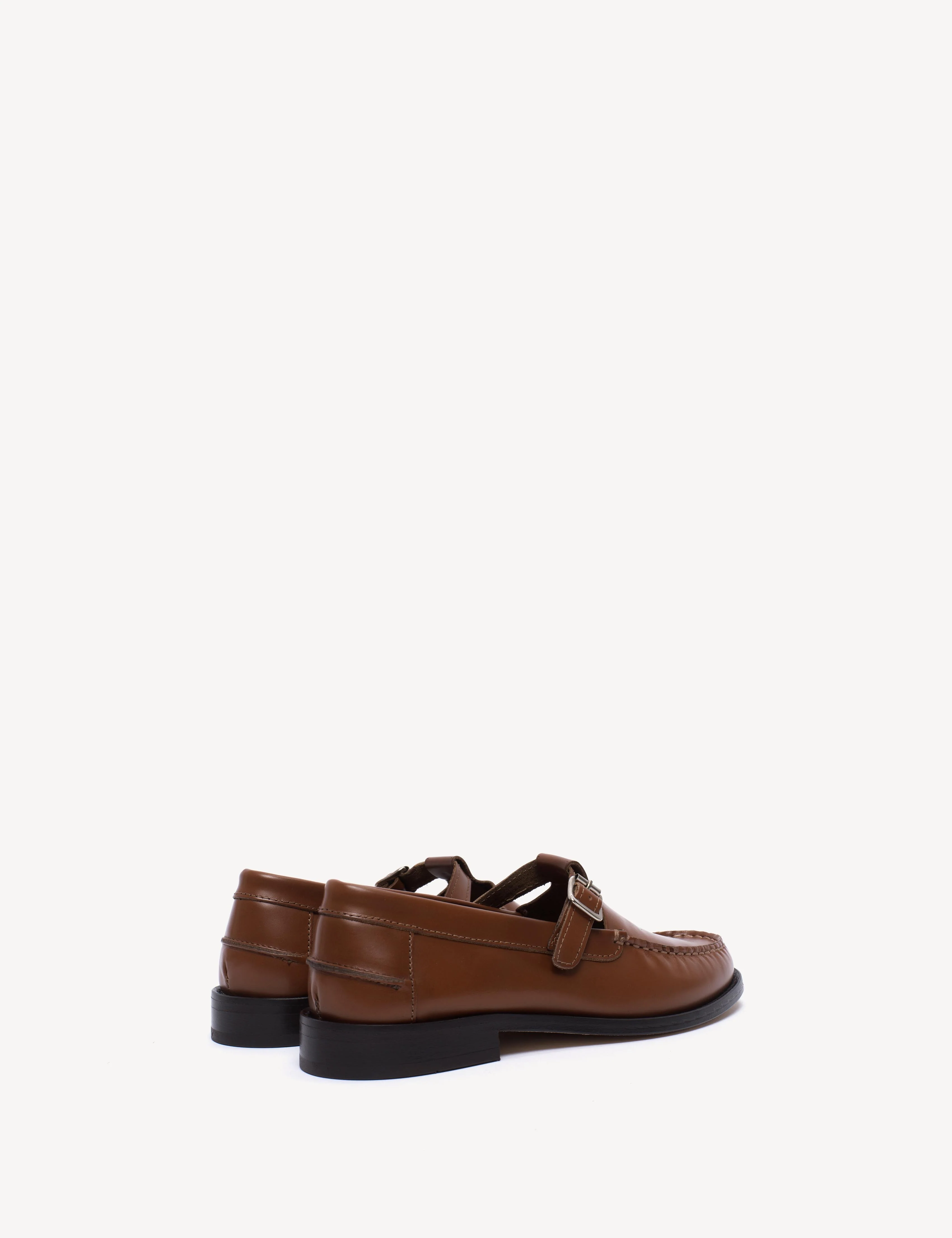 Moccasin T-Bar Loafer In Hazelnut Polido Leather - Image 4