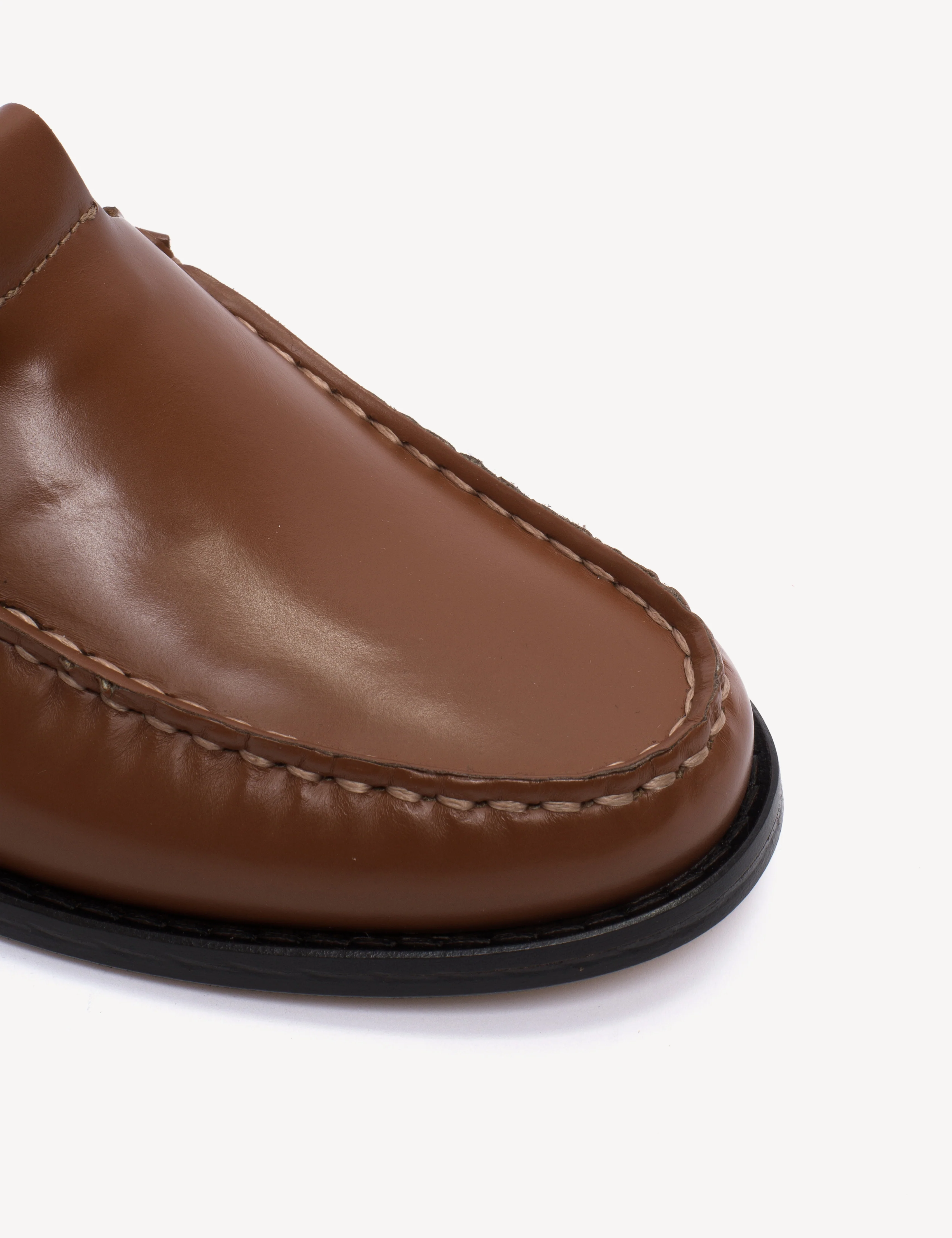 Moccasin T-Bar Loafer In Hazelnut Polido Leather - Image 8