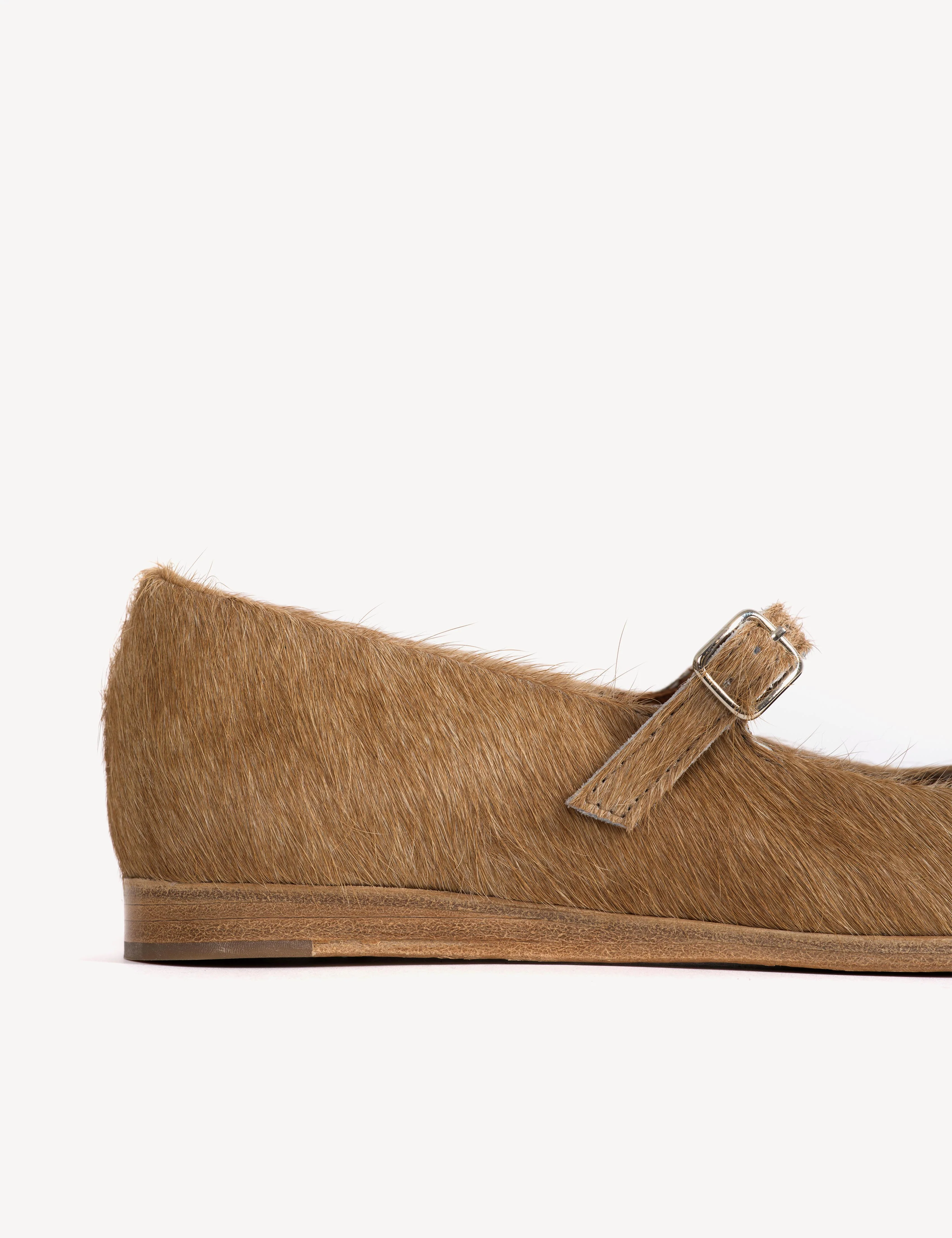 Ines Flats In Beige Shades Cow Fur - Image 7
