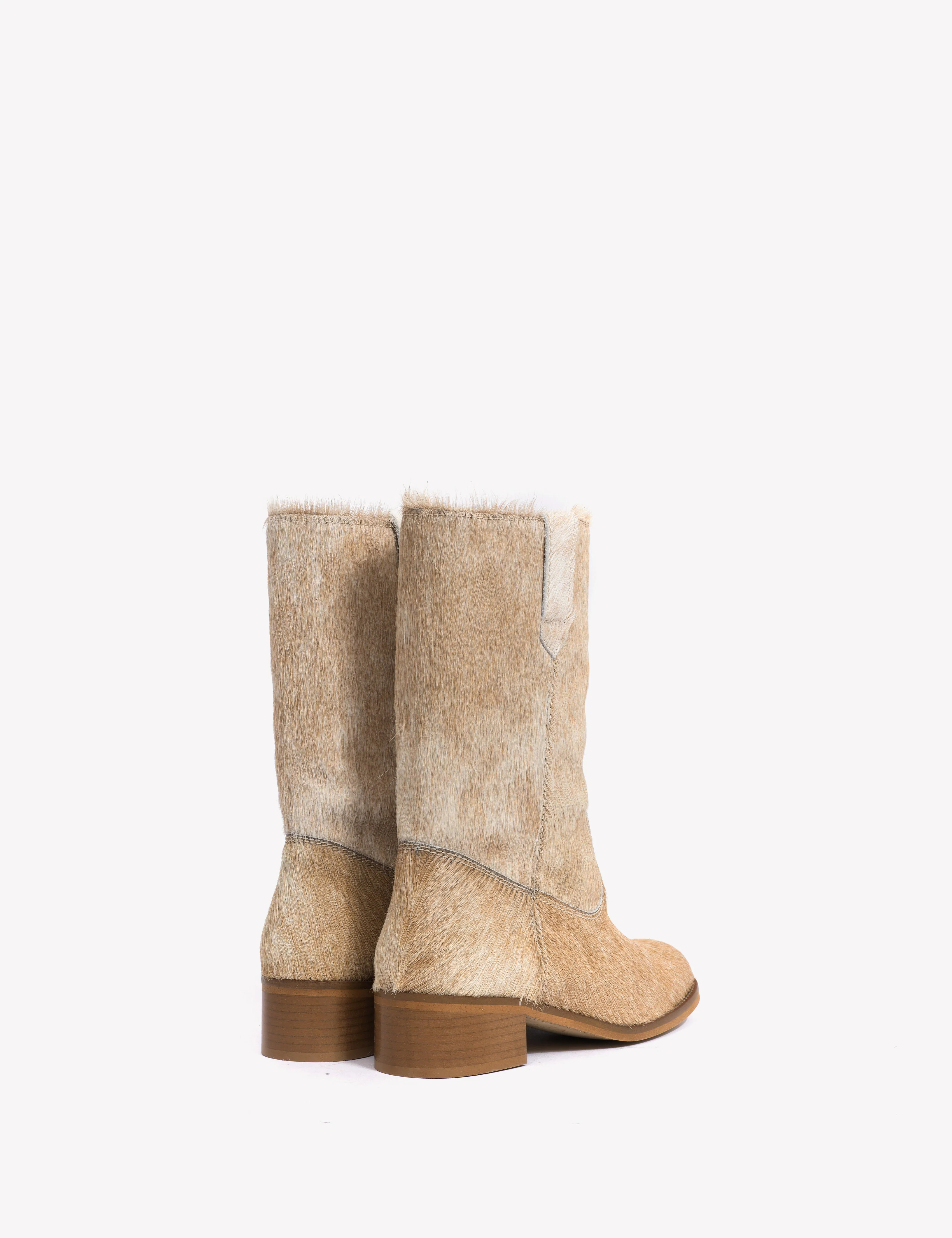 Julia Gaucho Boot In Beige Shades Cow Fur - Image 3