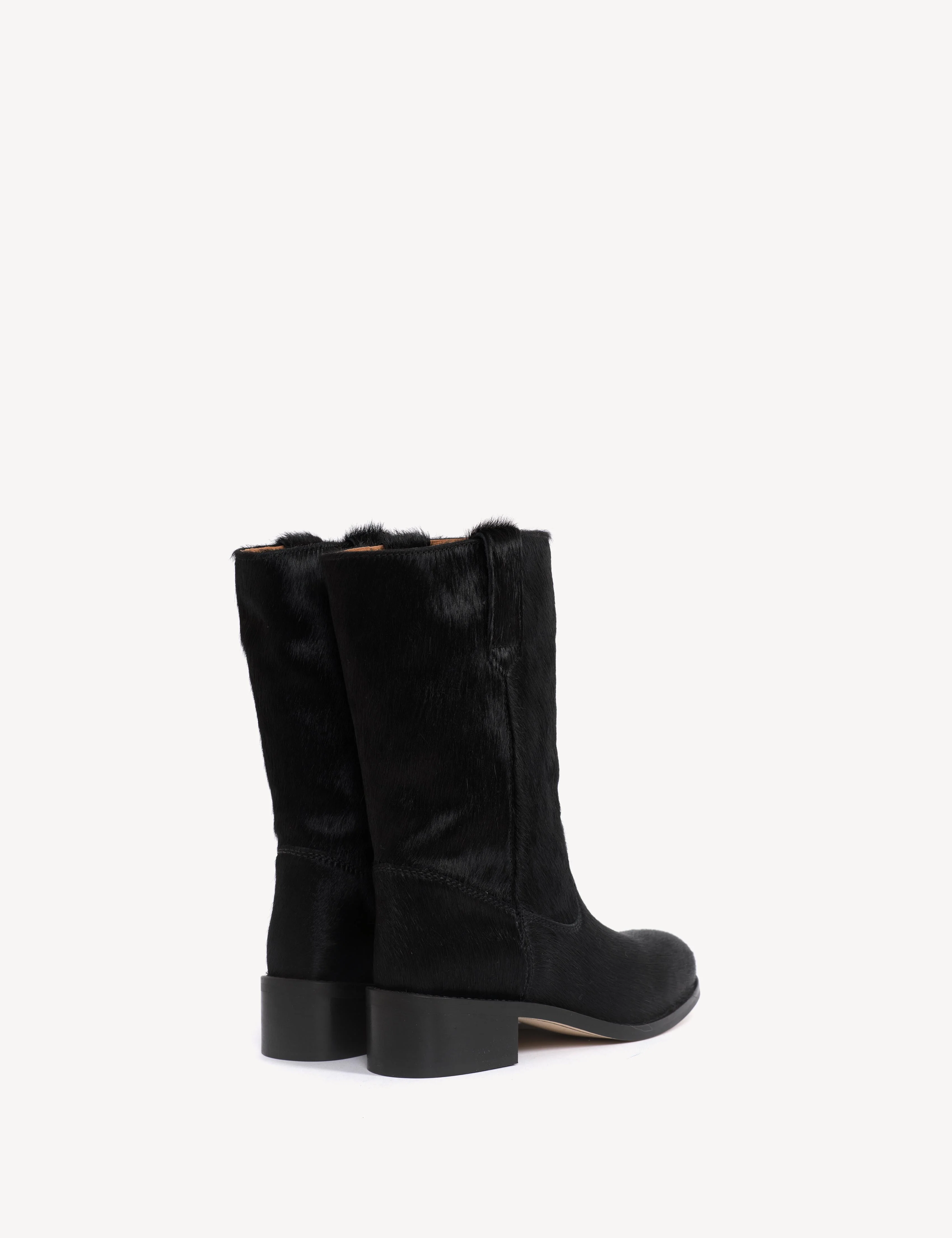 Julia Gaucho Boot In Black Cow Fur - Image 4