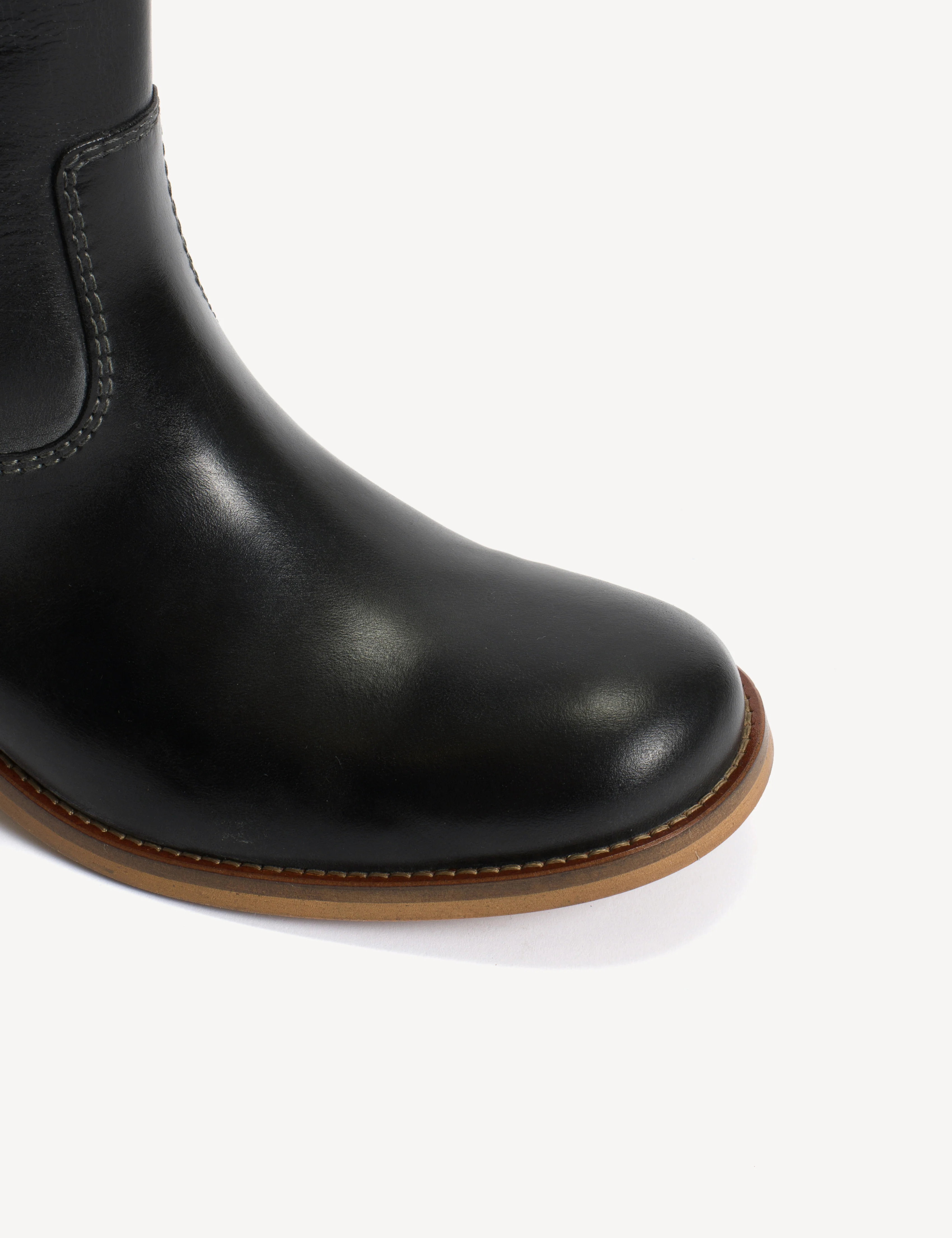 Julia Gaucho Boot In Charcoal Black Escovado Leather With Natural Color Sole - Image 8