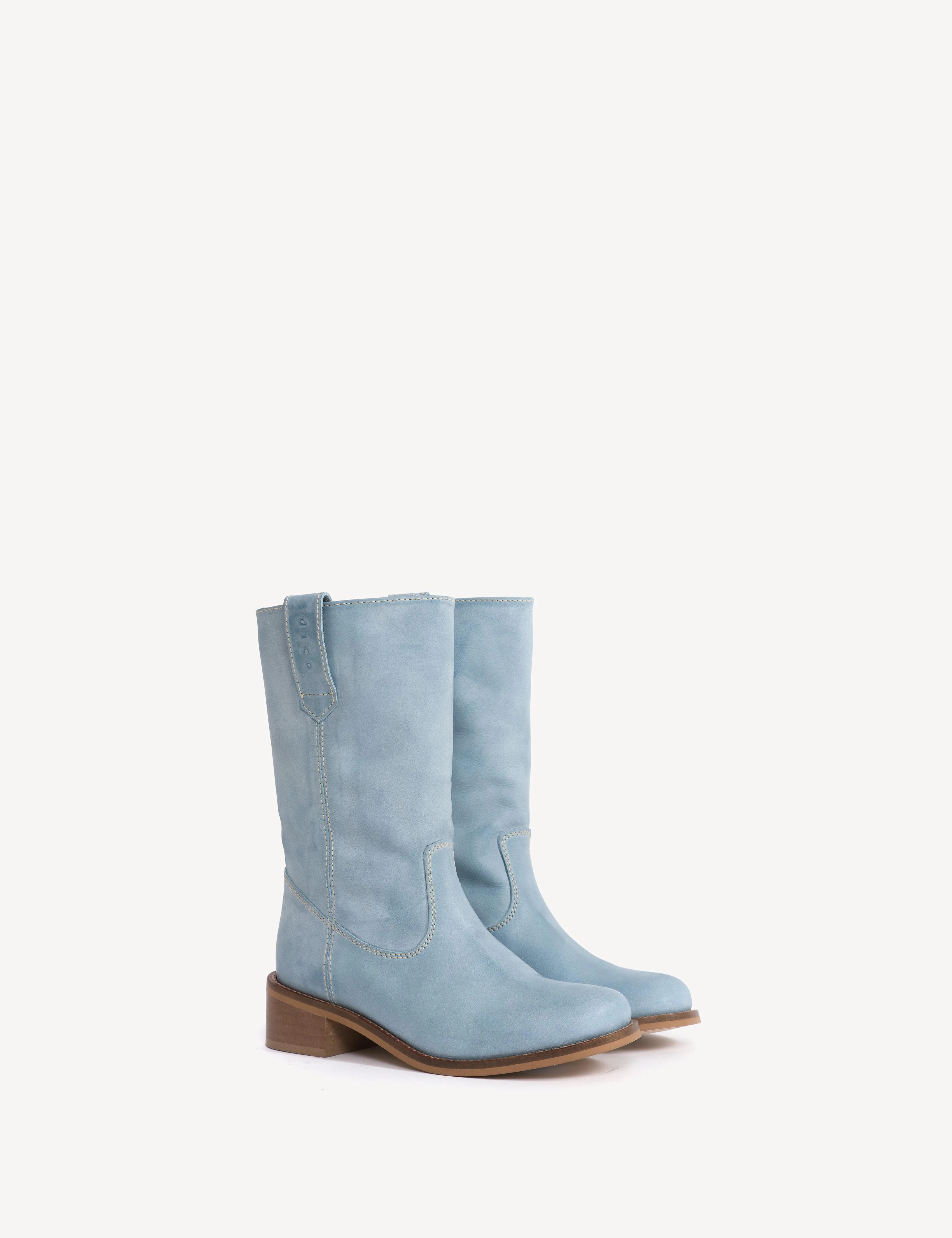 Julia Gaucho Boot In Sky Blue Escovado Leather - Image 2