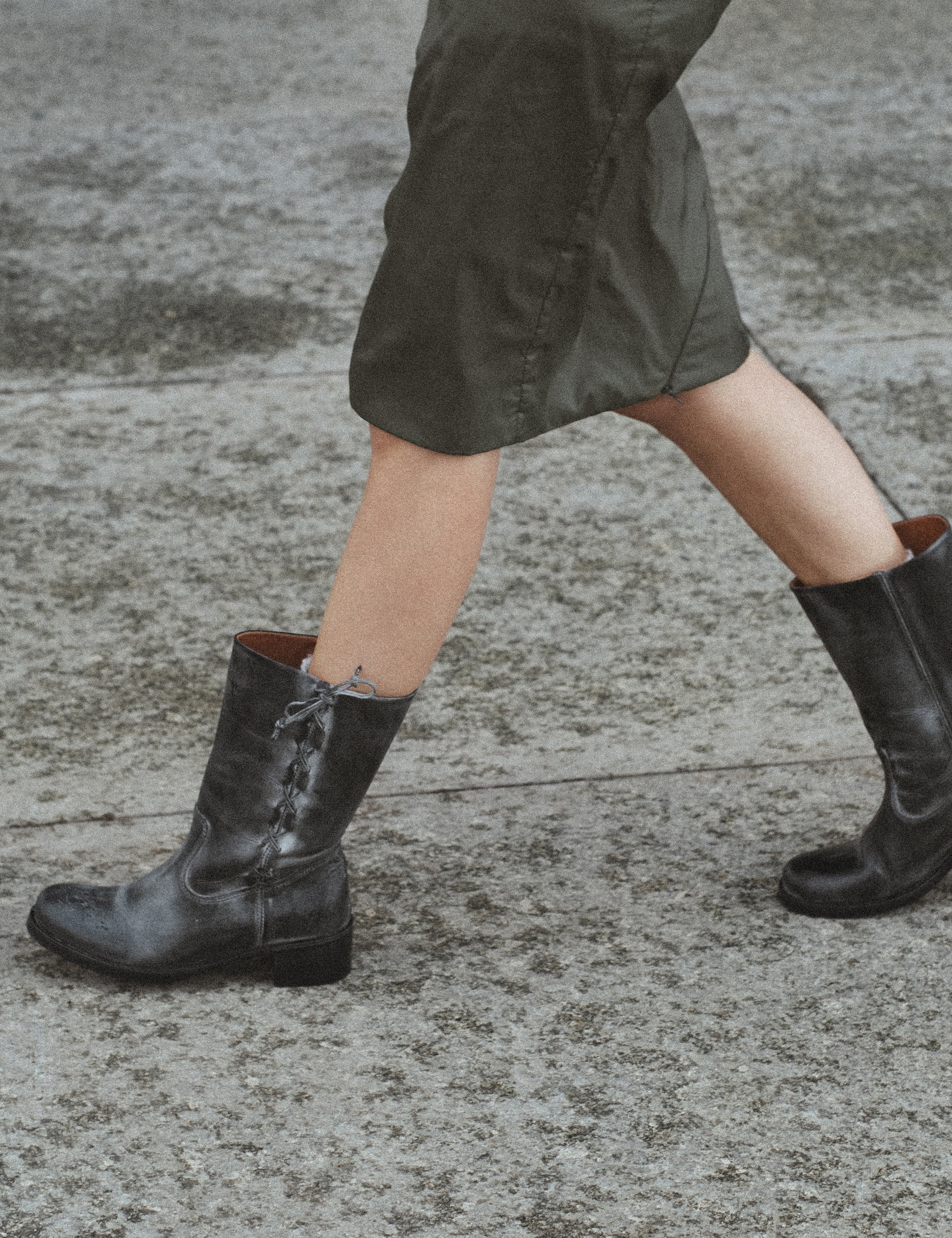 Julia Gaucho Boot With Laces In Black Escovado Leather - Image 3