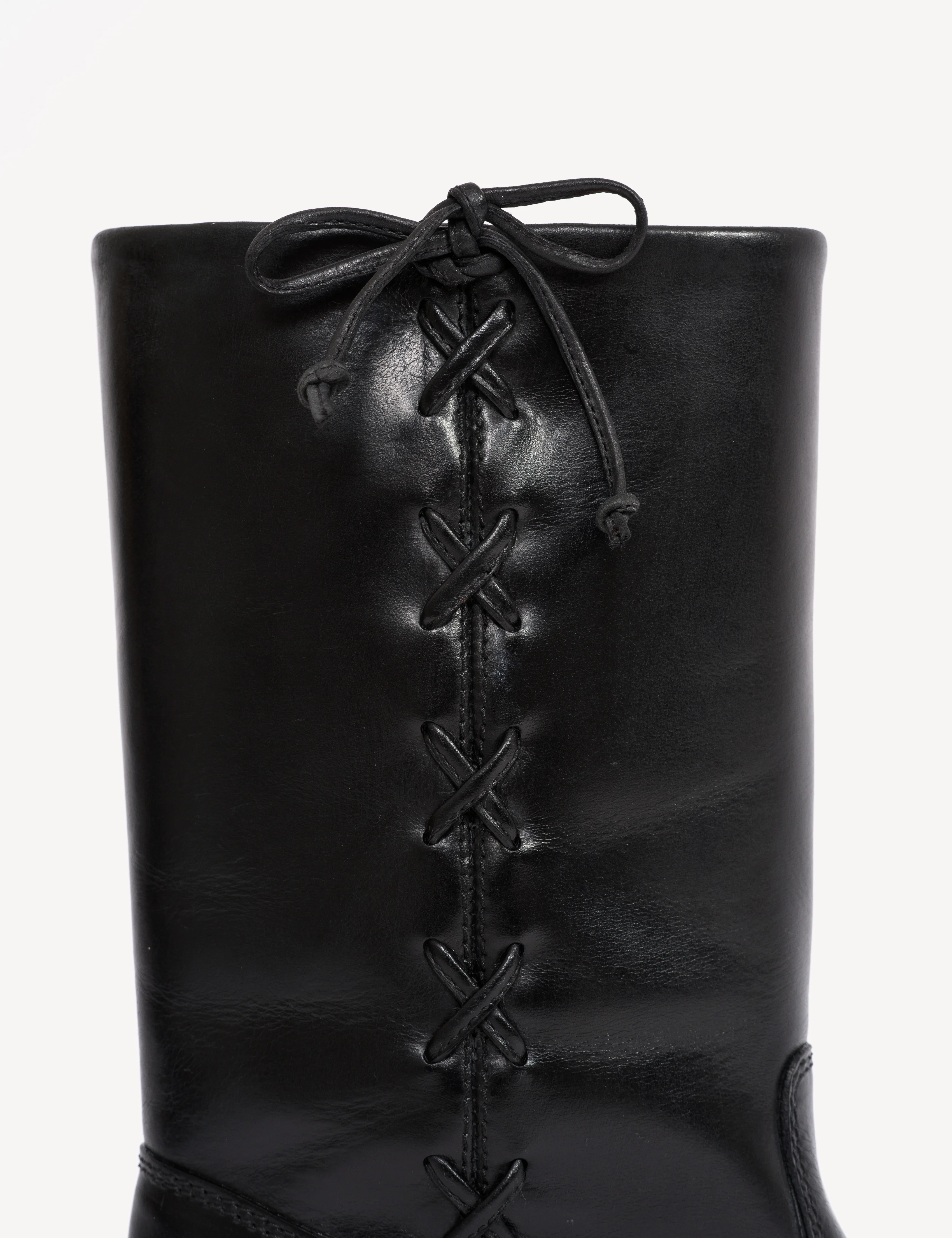 Julia Gaucho Boot With Laces In Black Escovado Leather - Image 7