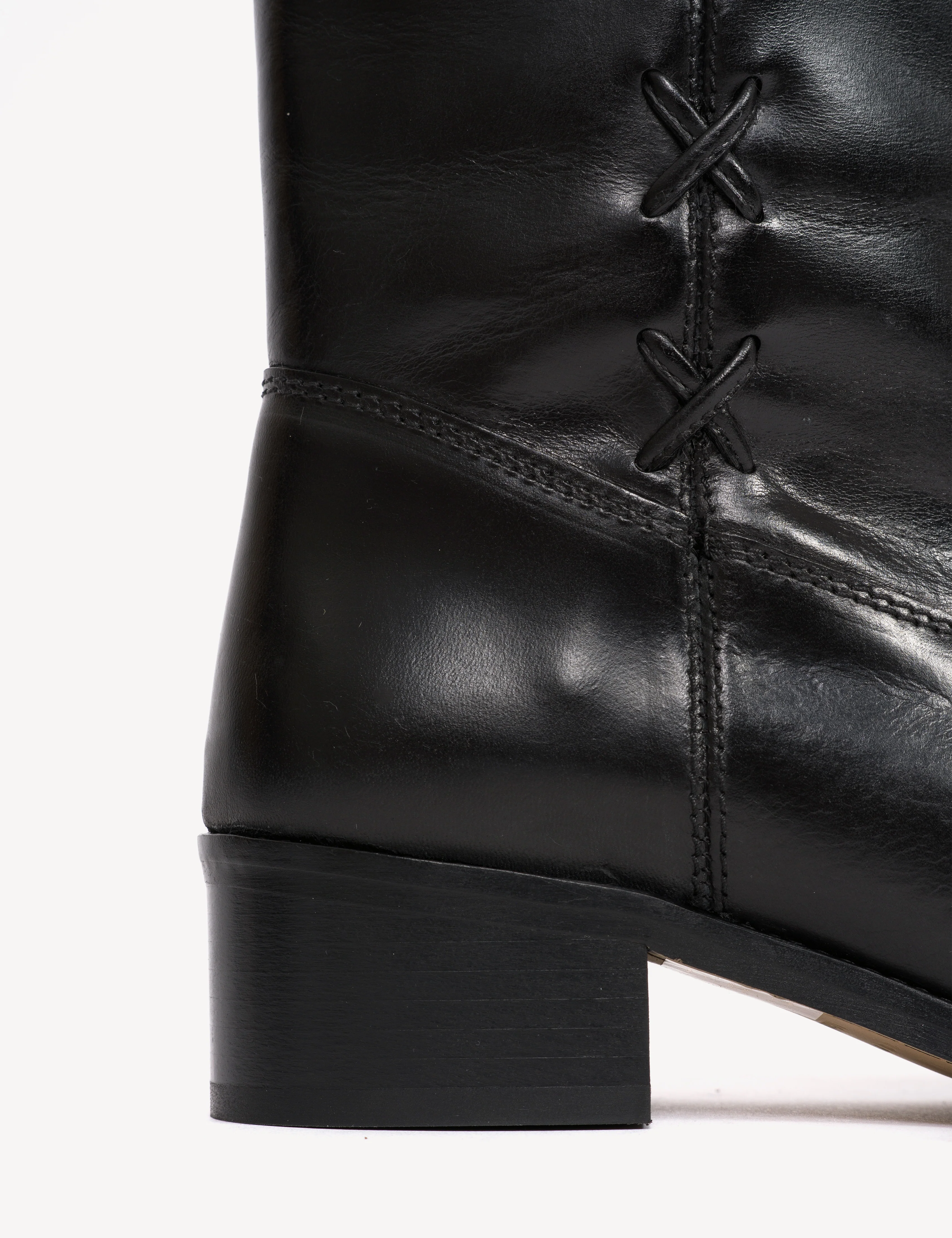 Julia Gaucho Boot With Laces In Black Escovado Leather - Image 8