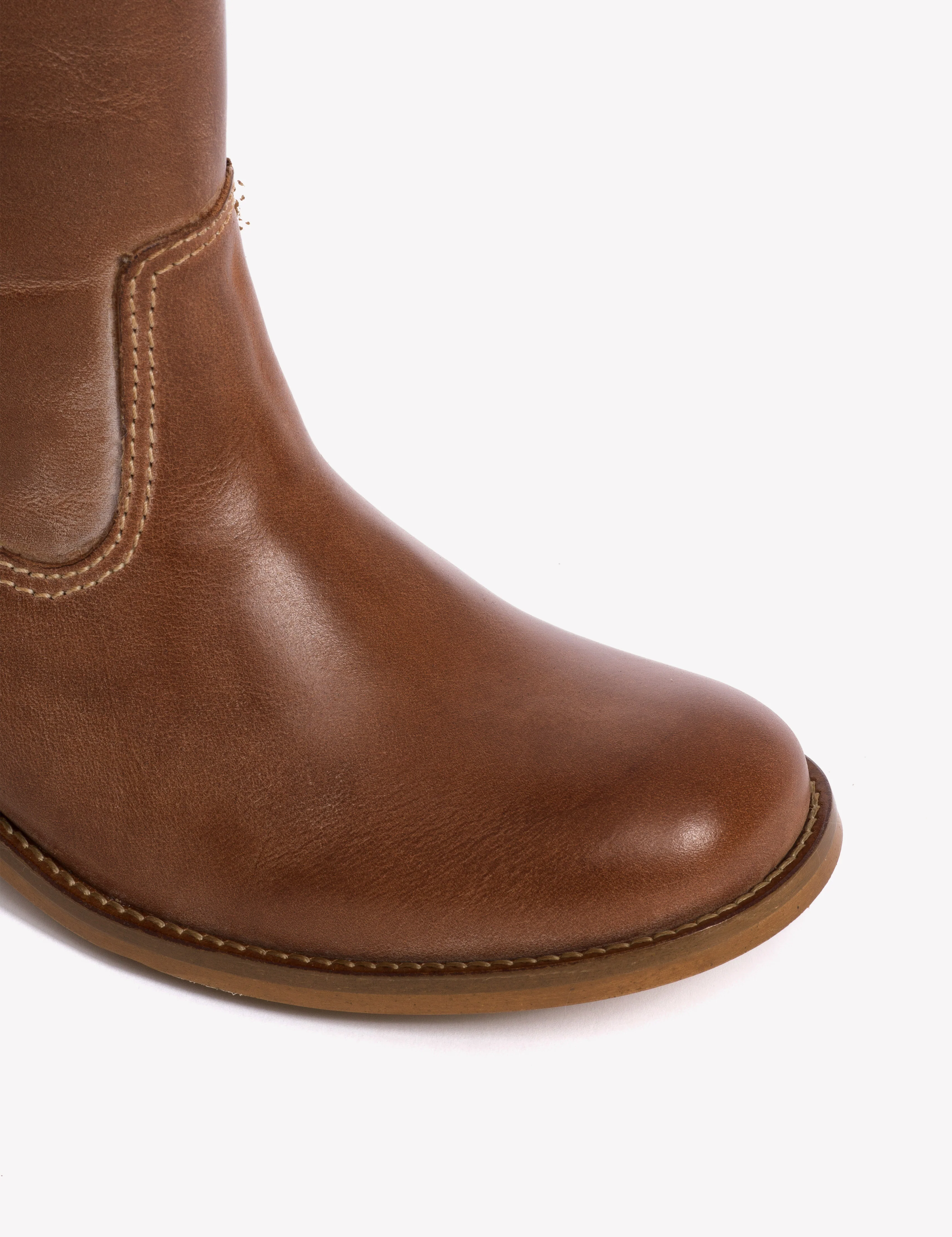 Julia Gaucho Boot With Laces In Cognac Escovado Leather - Image 6