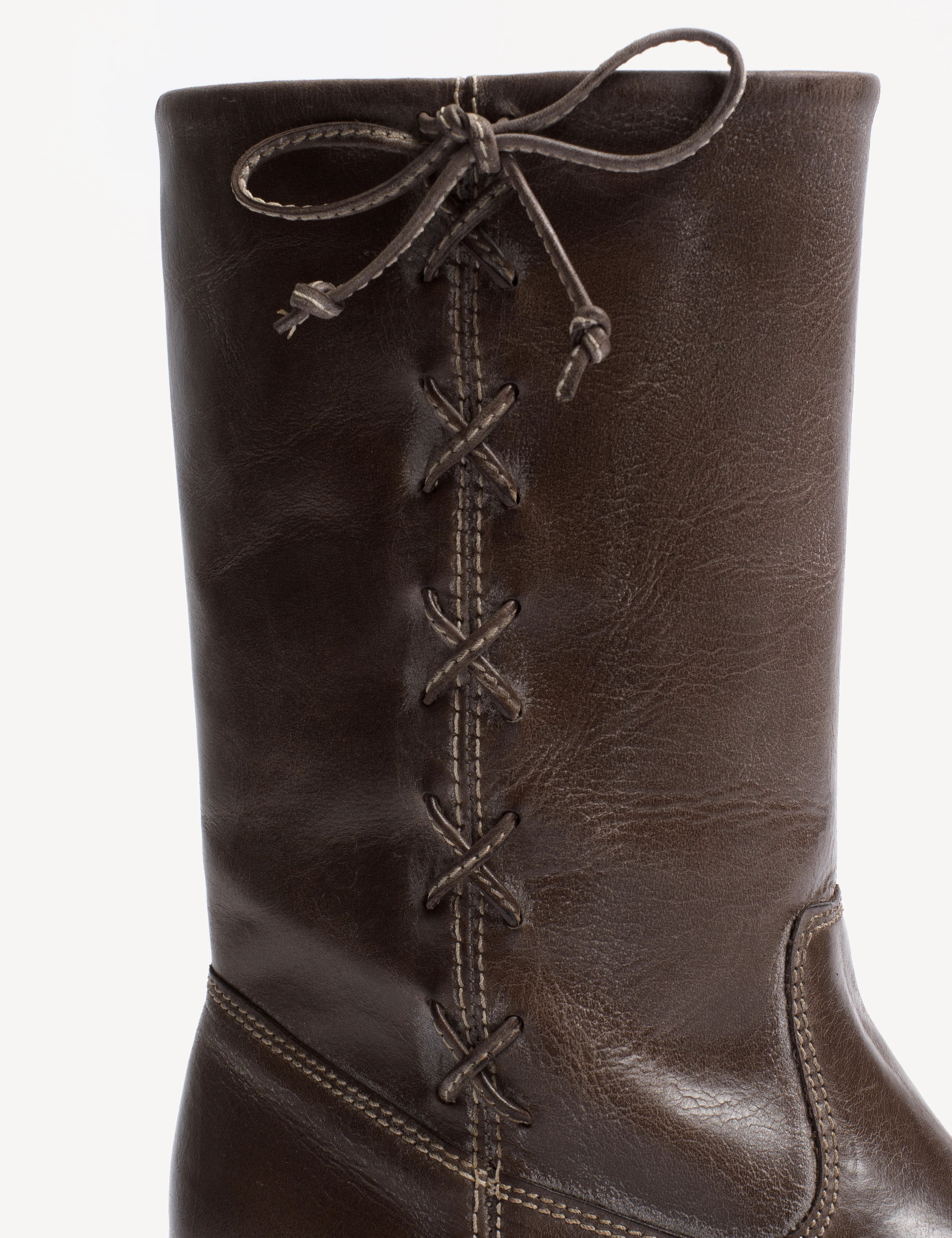 Julia Gaucho Boot With Laces In Dark Brown Escovado Leather - Image 6