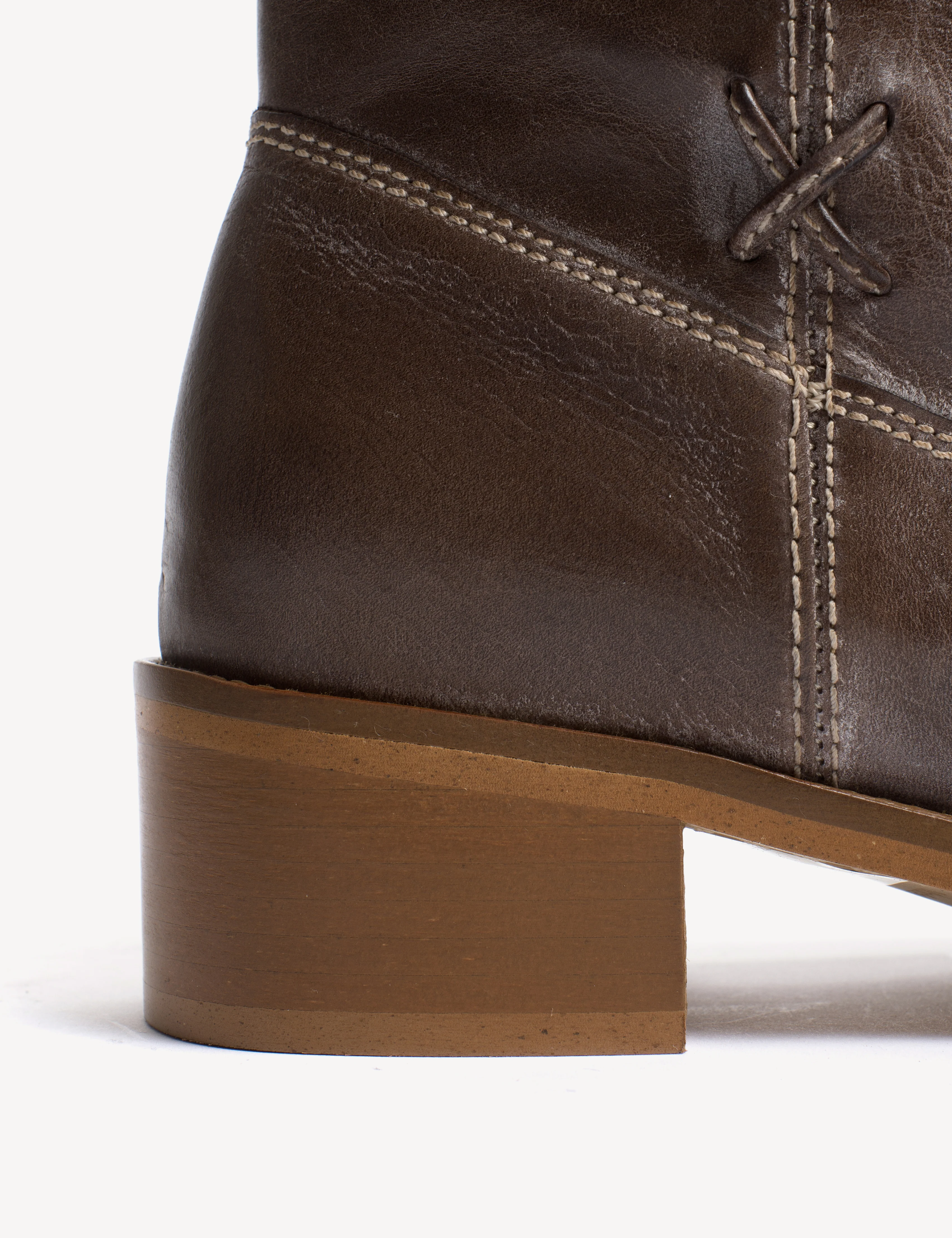 Julia Gaucho Boot With Laces In Dark Brown Escovado Leather - Image 8