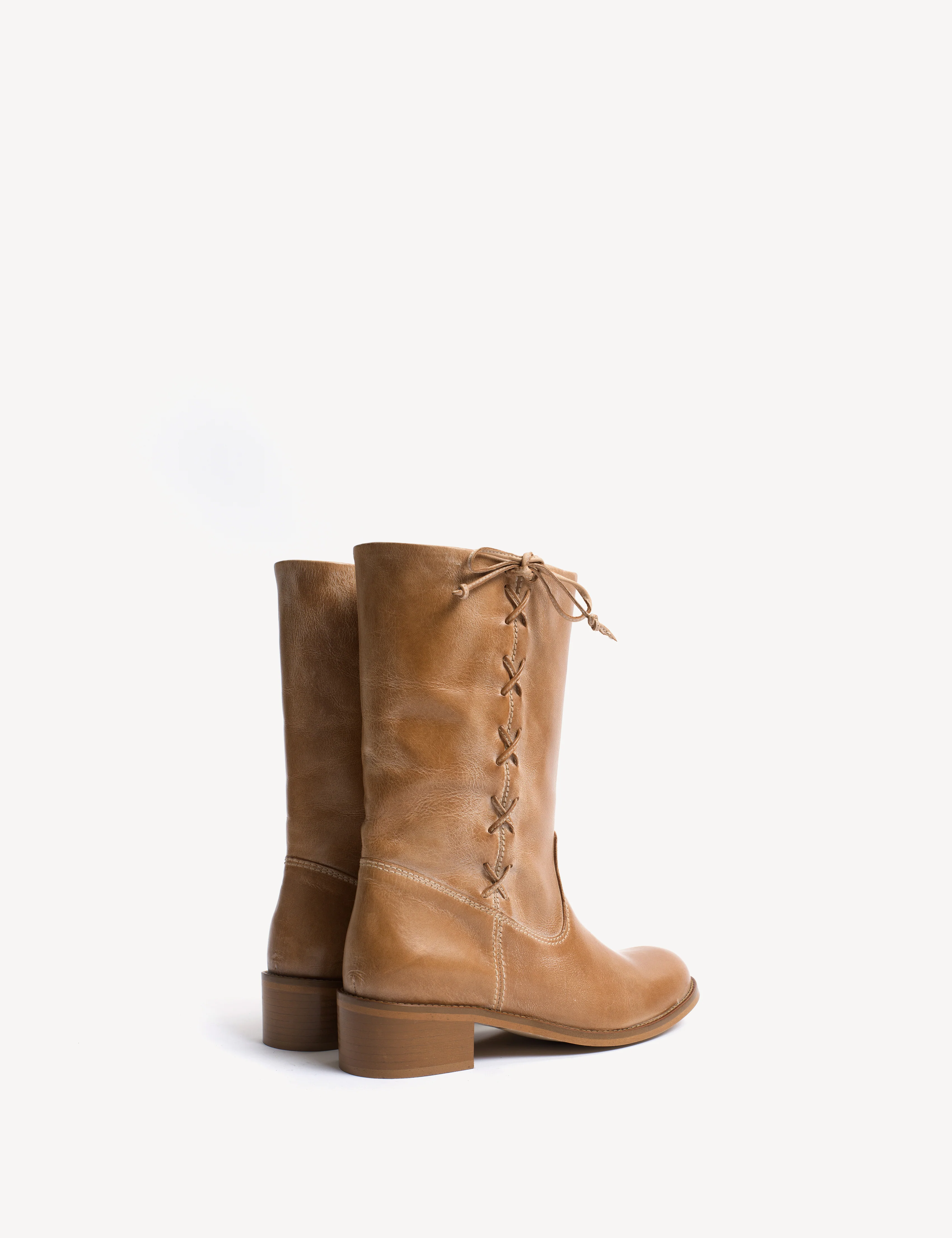 Julia Gaucho Boot With Laces In Dark Tan Escovado Leather - Image 4