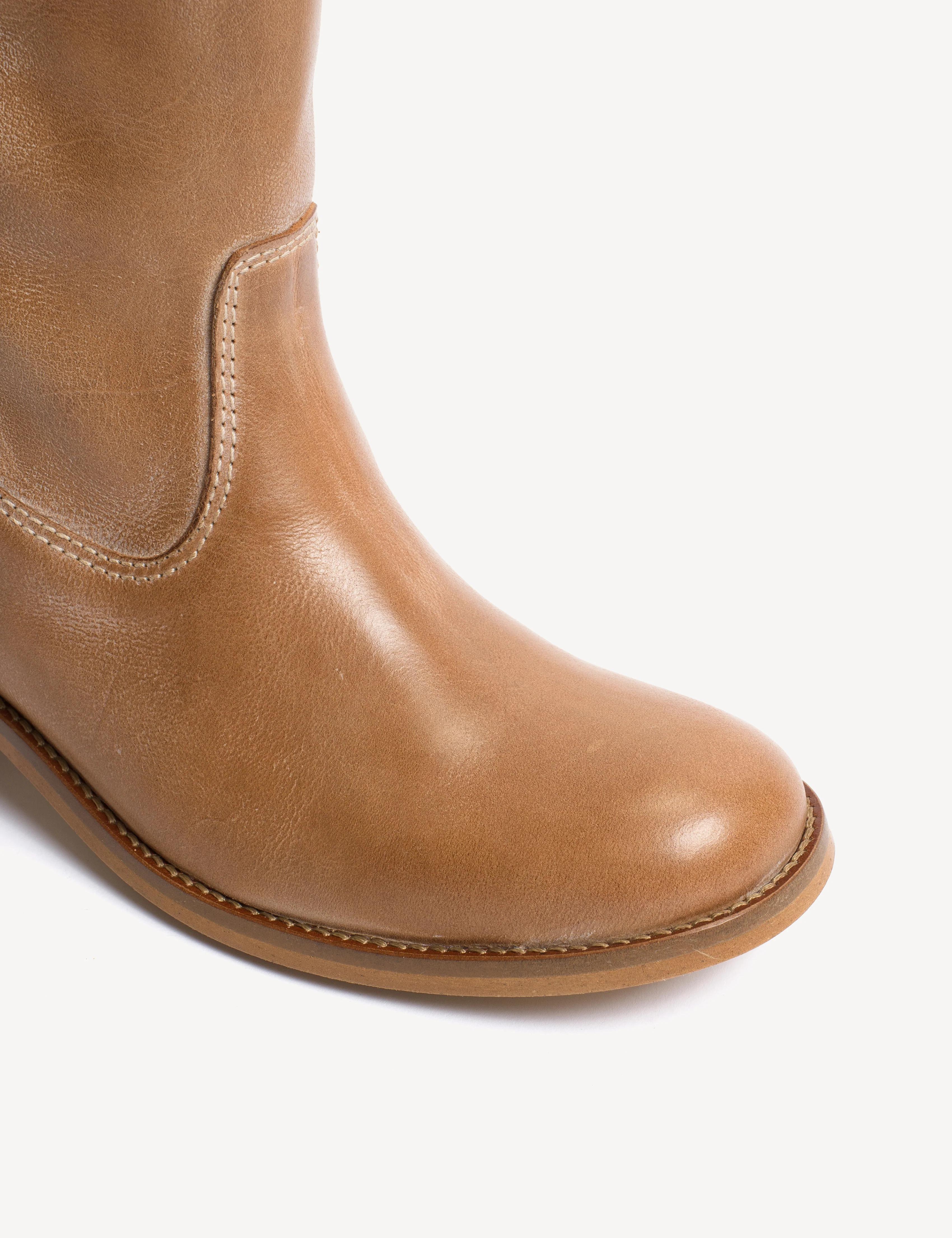Julia Gaucho Boot With Laces In Dark Tan Escovado Leather - Image 6