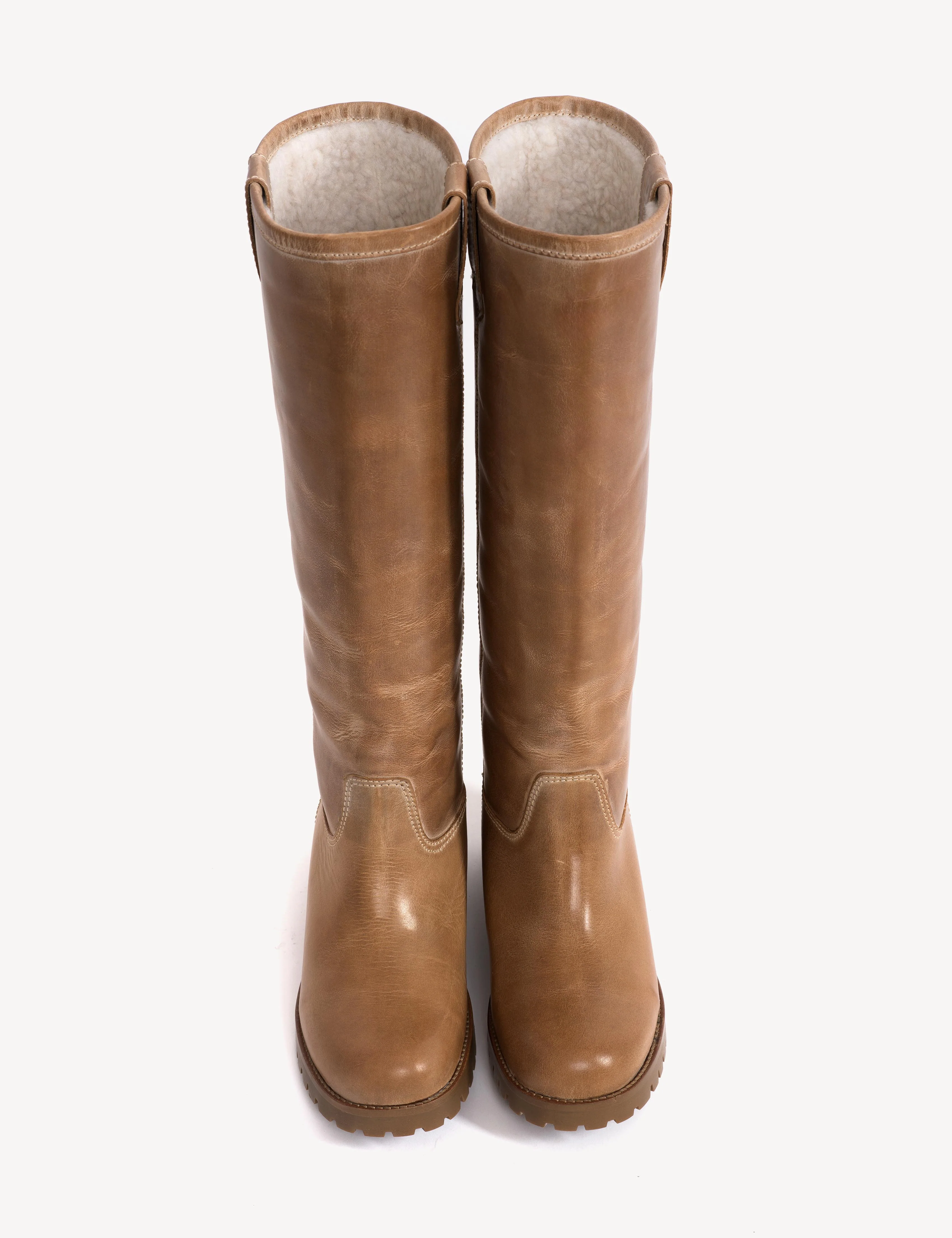 Kimmi High Boot In Dark Tan Escovado Leather - Image 4