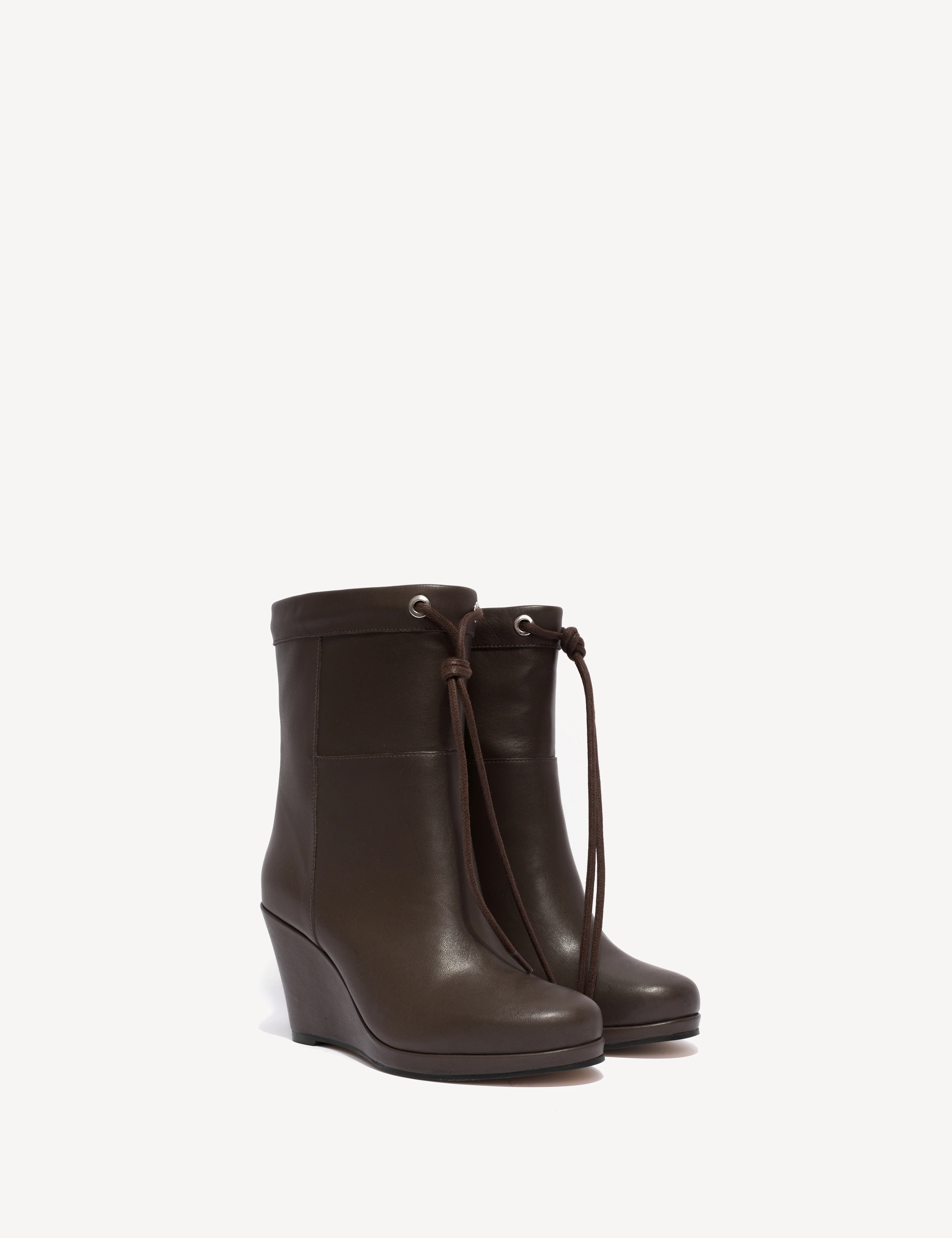 Liv Wedge Ankle Boot In Dark Brown Calfskin - Image 2